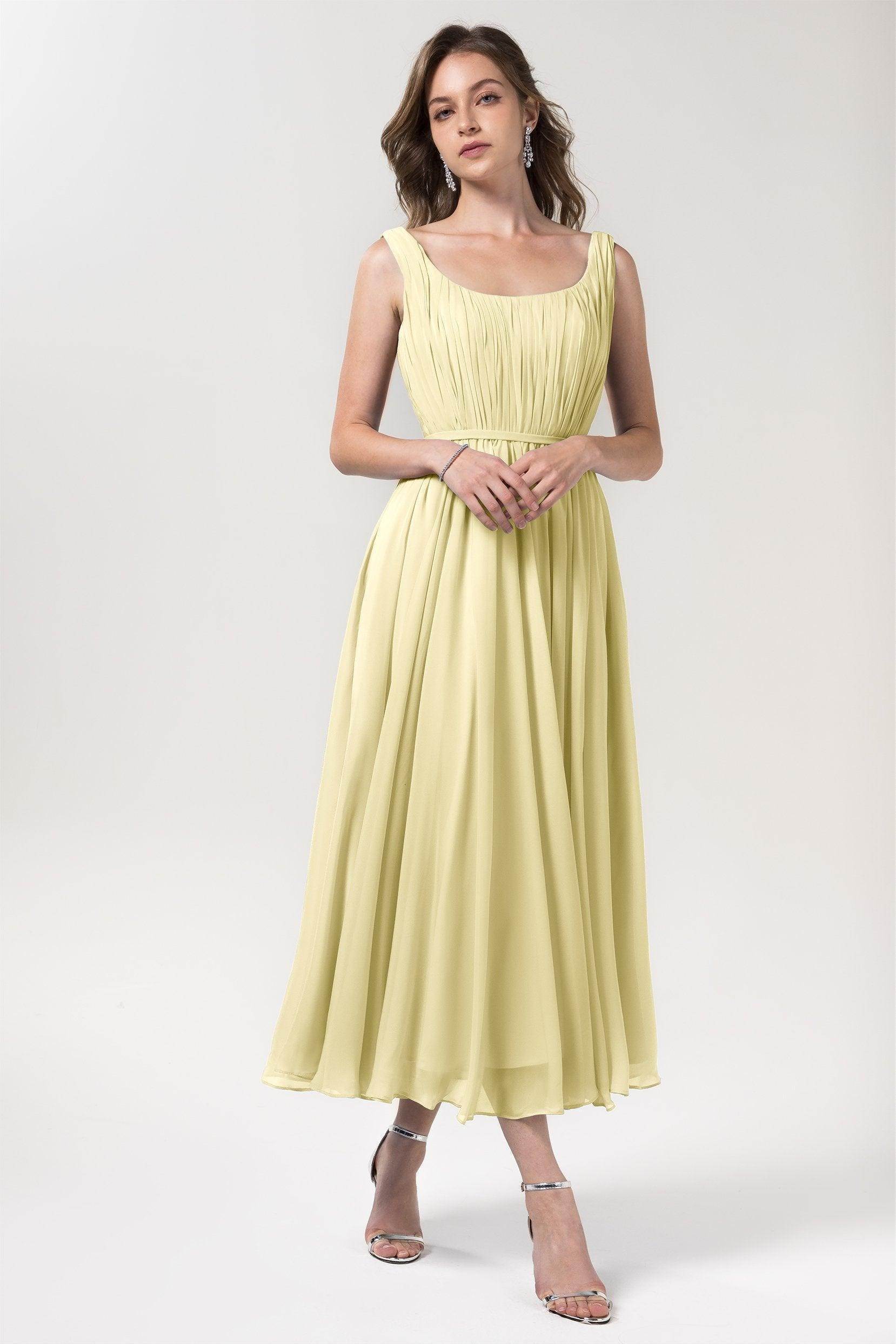 A-Line Tea Length Chiffon Bridesmaid Dress CB0555
