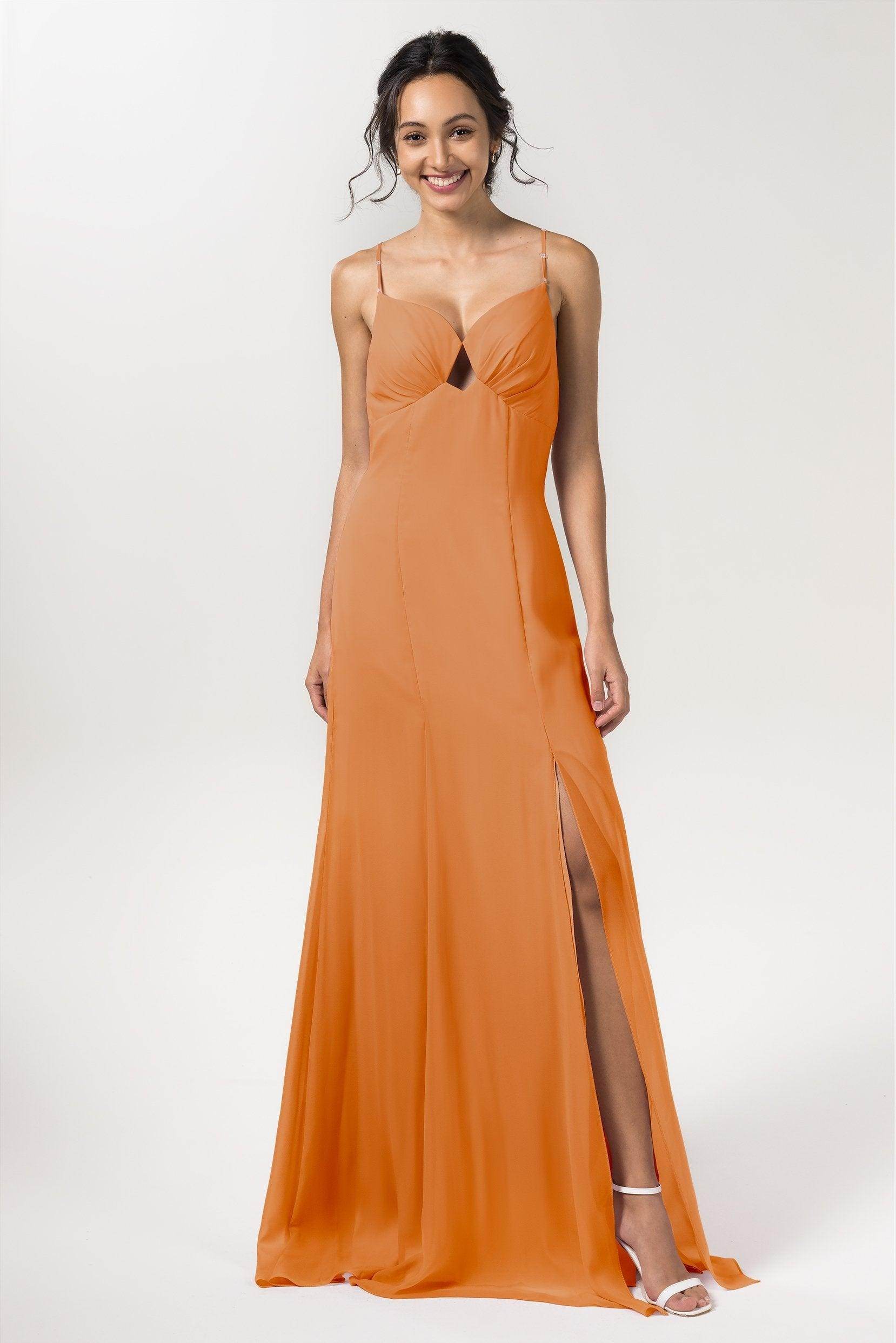 Sheath-Column Floor Length Chiffon Bridesmaid Dress CB0556