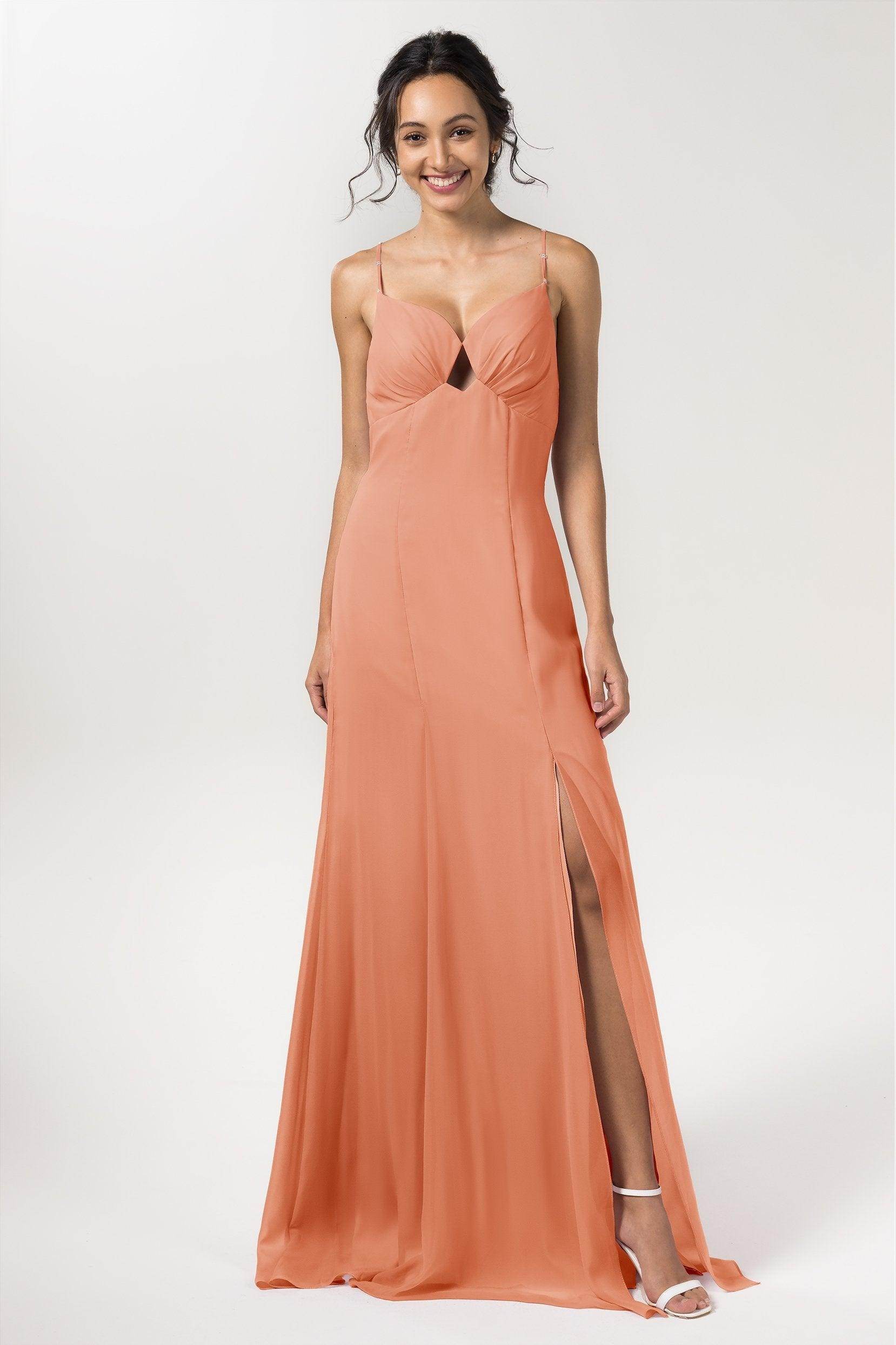 Sheath-Column Floor Length Chiffon Bridesmaid Dress CB0556
