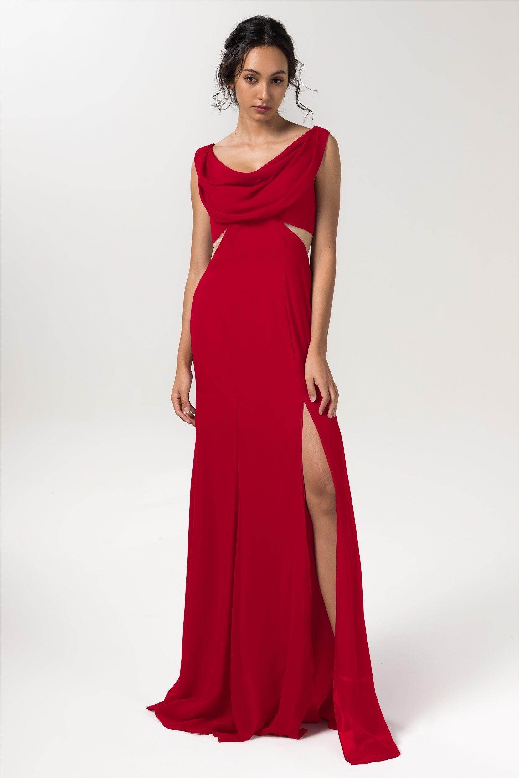 Sheath-Column Floor Length Chiffon Bridesmaid Dress CB0558