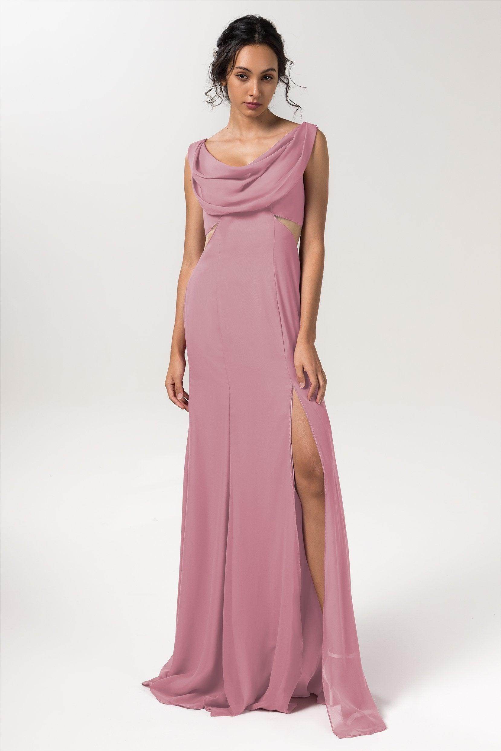 Sheath-Column Floor Length Chiffon Bridesmaid Dress CB0558