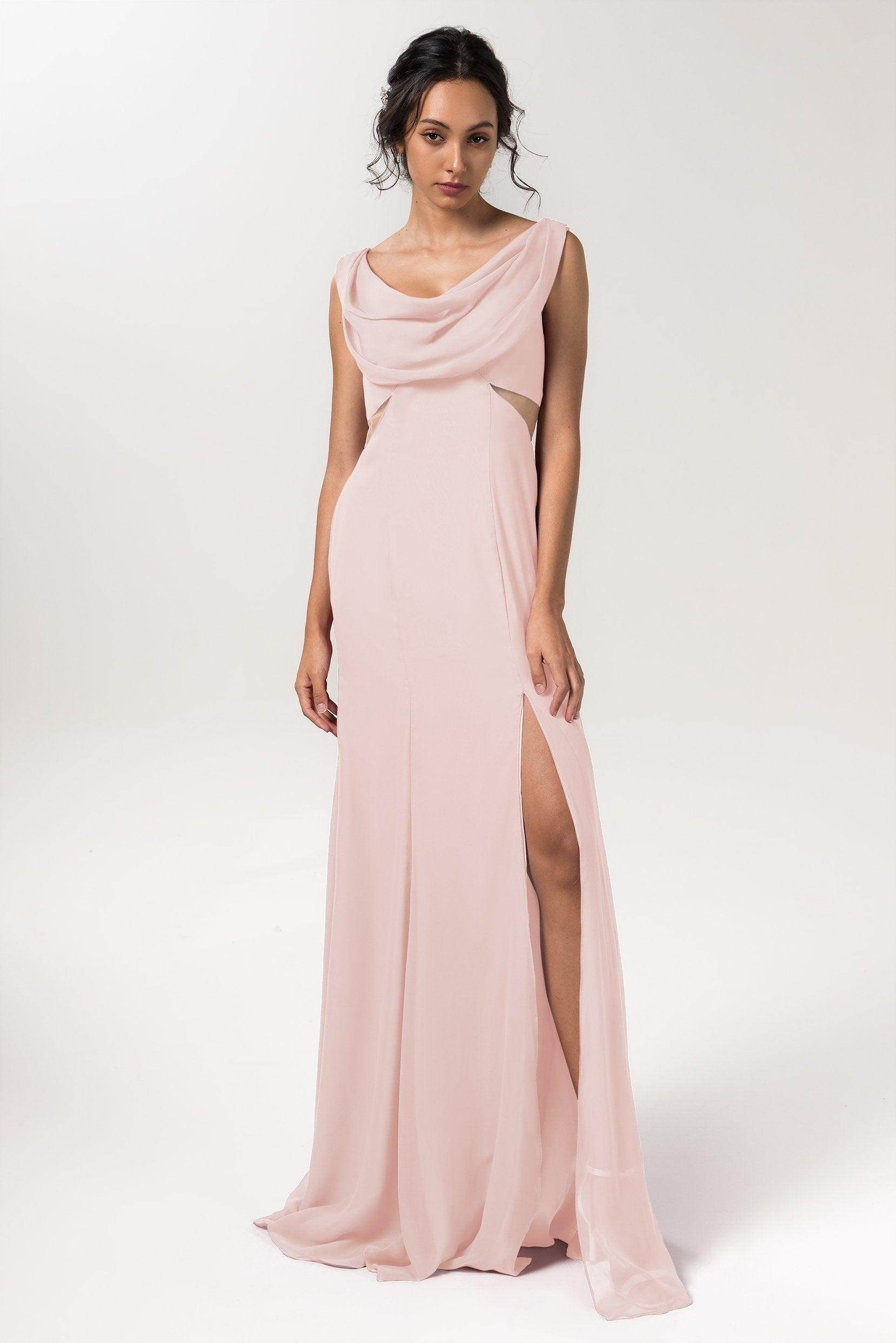 Sheath-Column Floor Length Chiffon Bridesmaid Dress CB0558