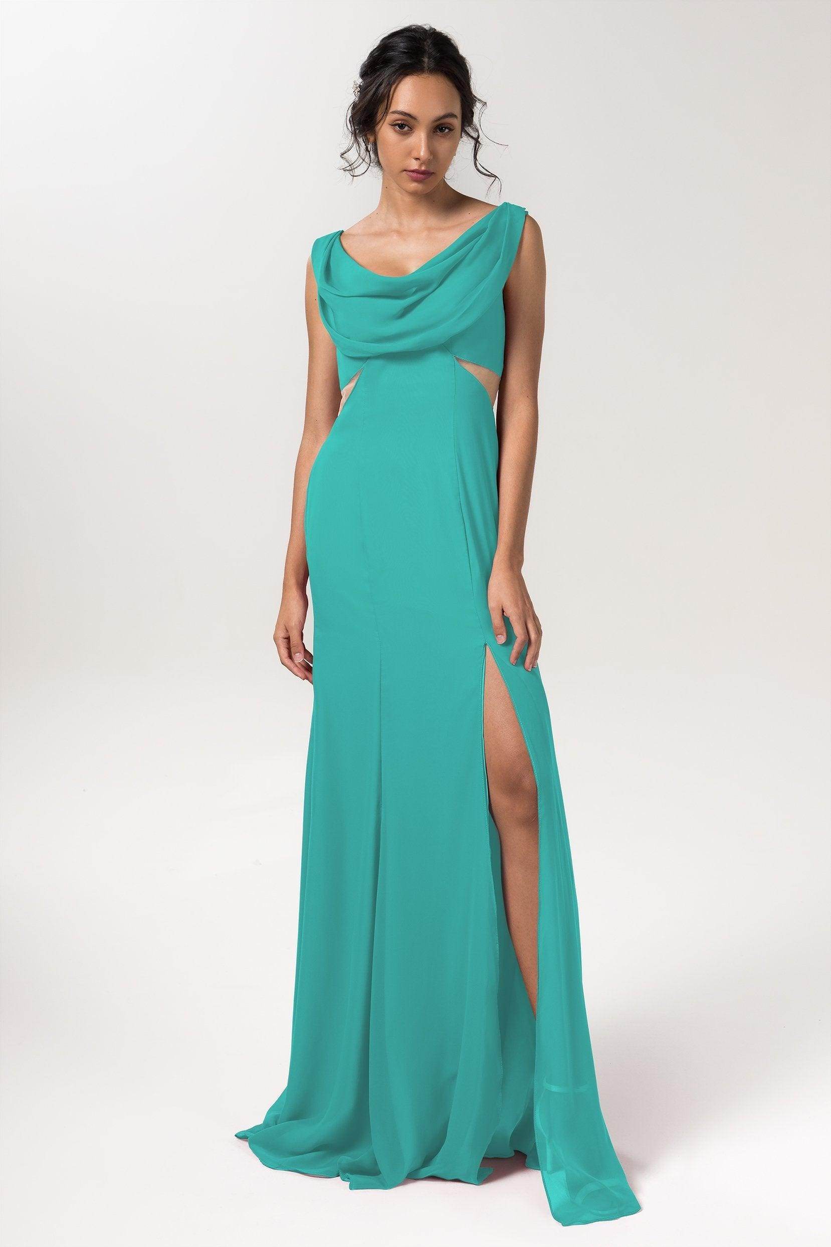 Sheath-Column Floor Length Chiffon Bridesmaid Dress CB0558