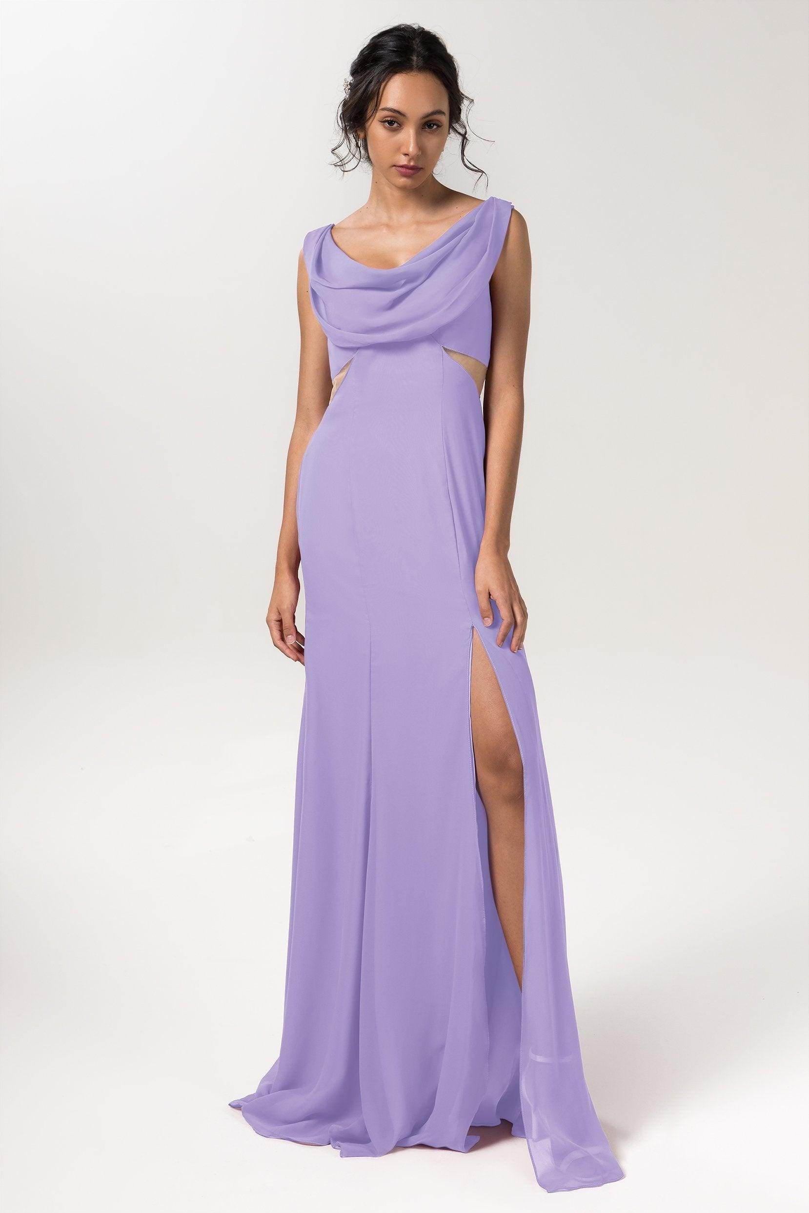 Sheath-Column Floor Length Chiffon Bridesmaid Dress CB0558