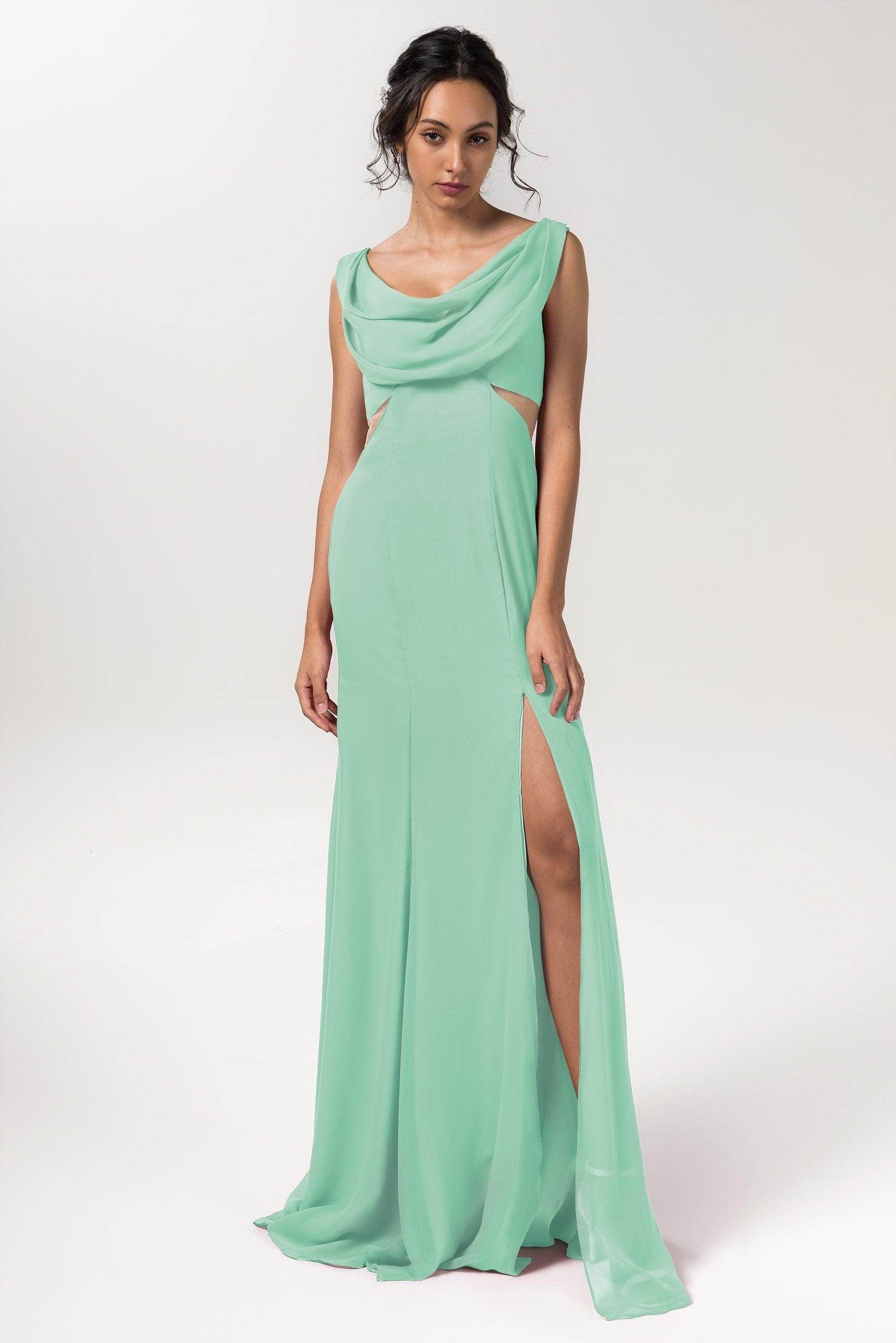 Sheath-Column Floor Length Chiffon Bridesmaid Dress CB0558