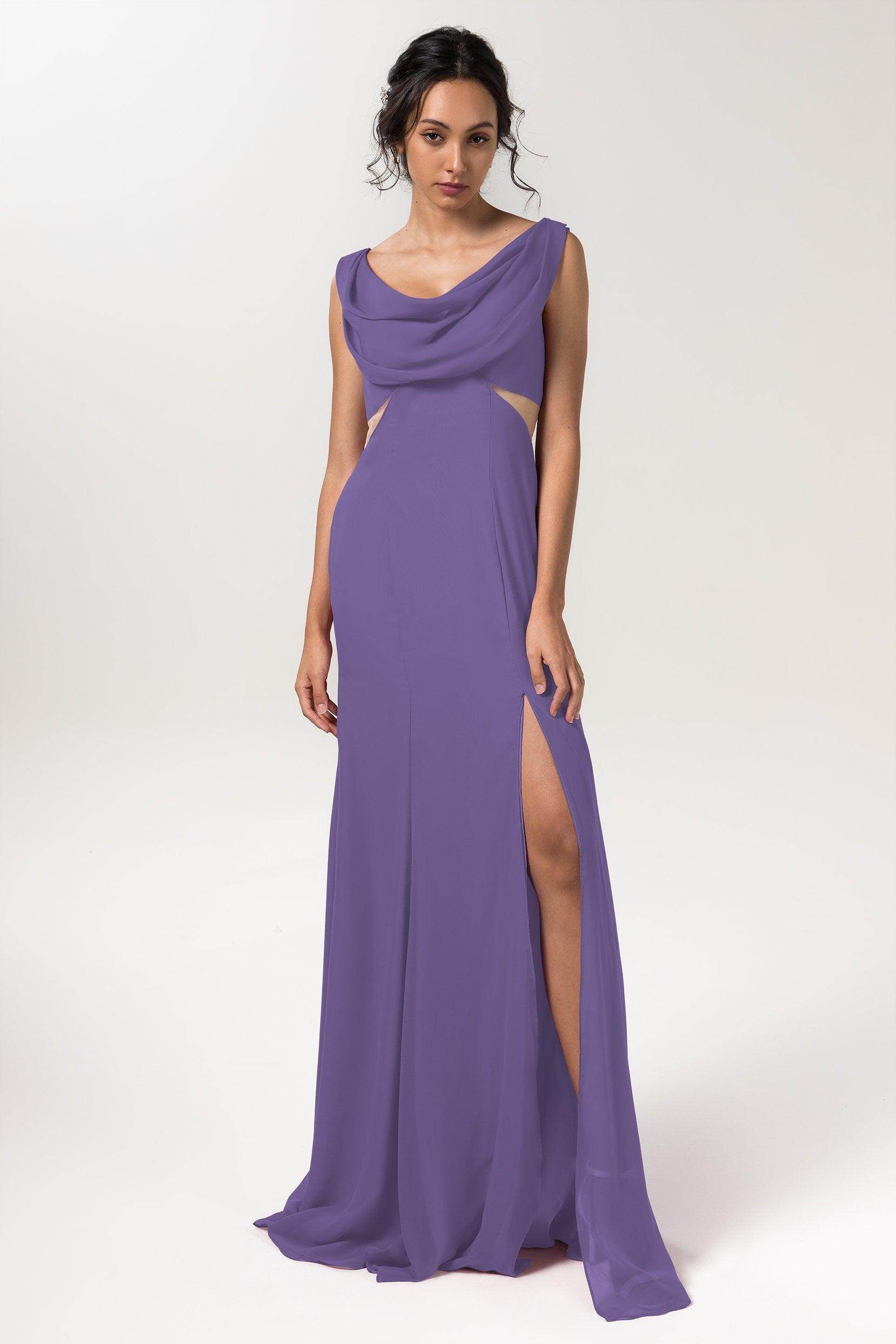 Sheath-Column Floor Length Chiffon Bridesmaid Dress CB0558