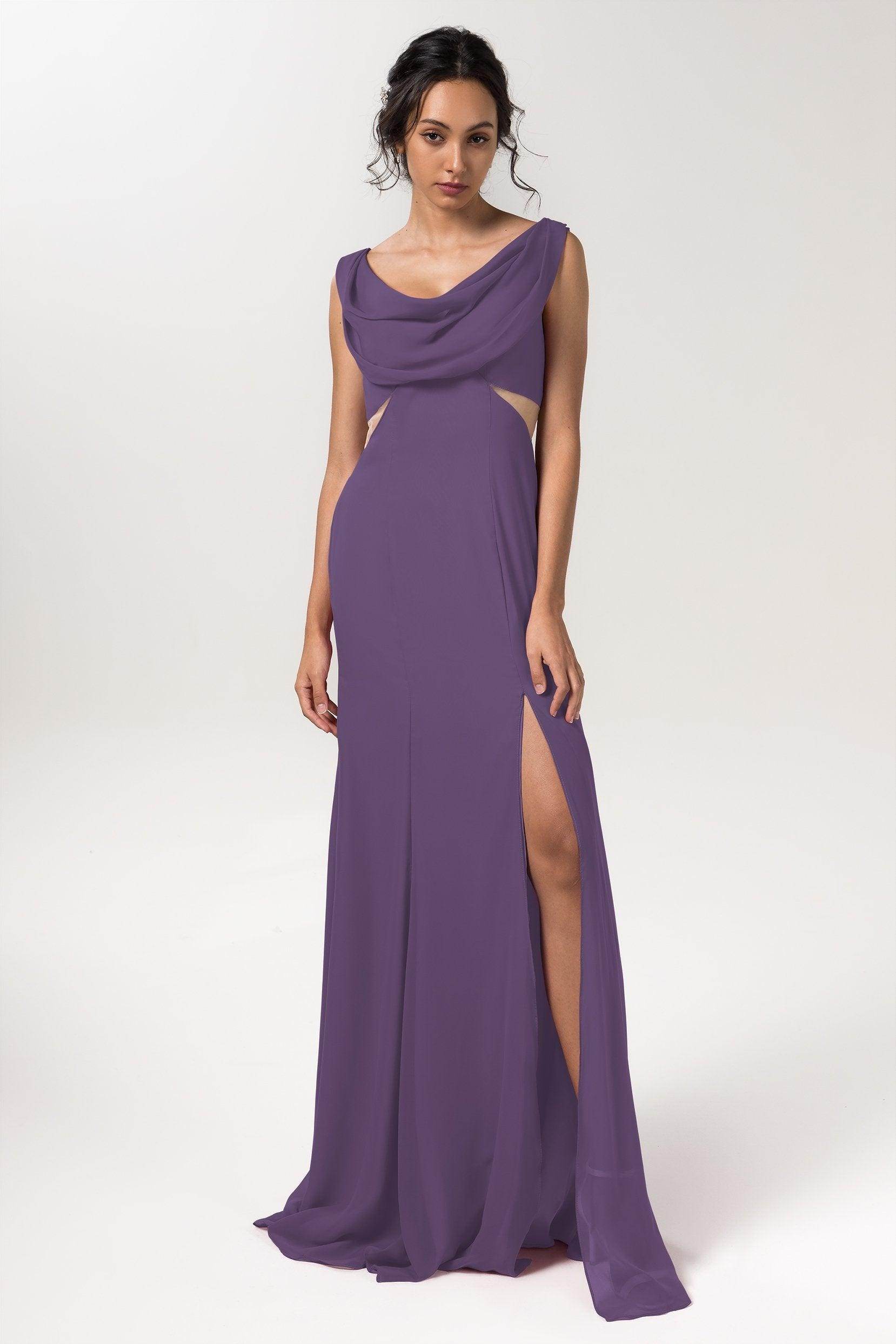 Sheath-Column Floor Length Chiffon Bridesmaid Dress CB0558