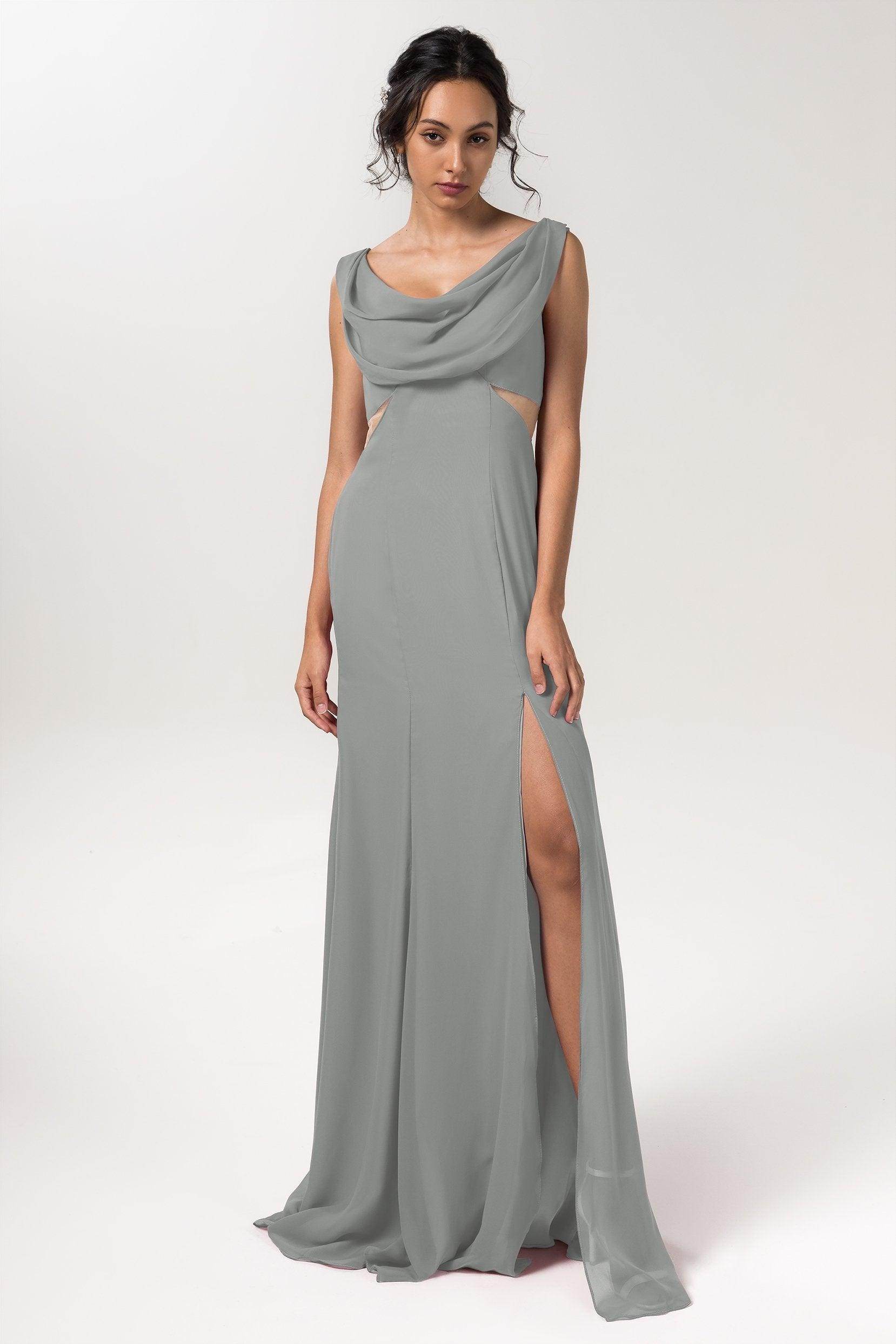 Sheath-Column Floor Length Chiffon Bridesmaid Dress CB0558