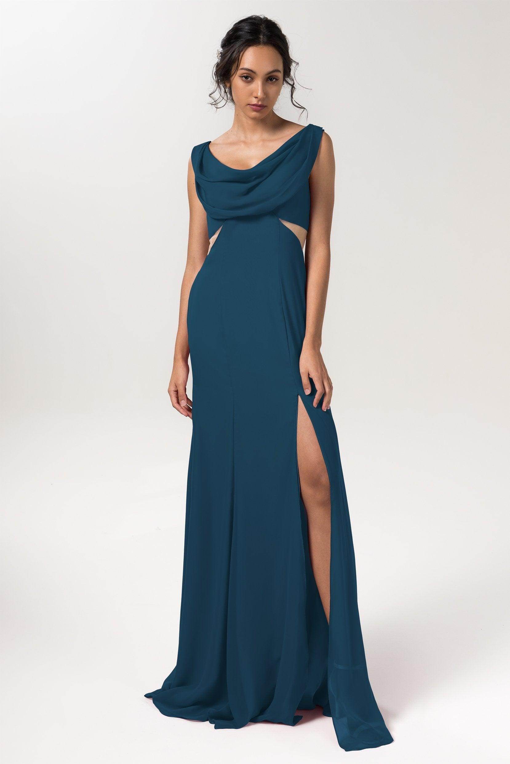 Sheath-Column Floor Length Chiffon Bridesmaid Dress CB0558