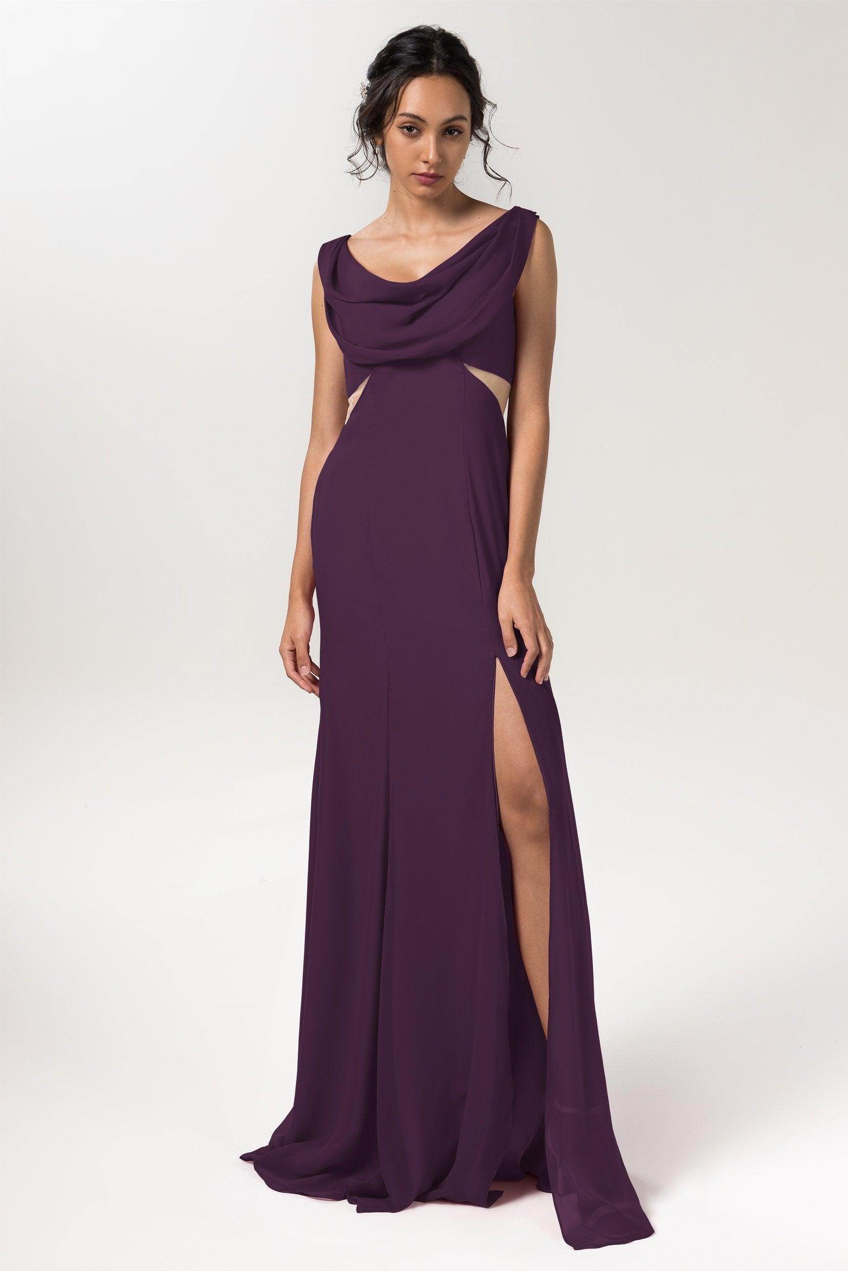 Sheath-Column Floor Length Chiffon Bridesmaid Dress CB0558