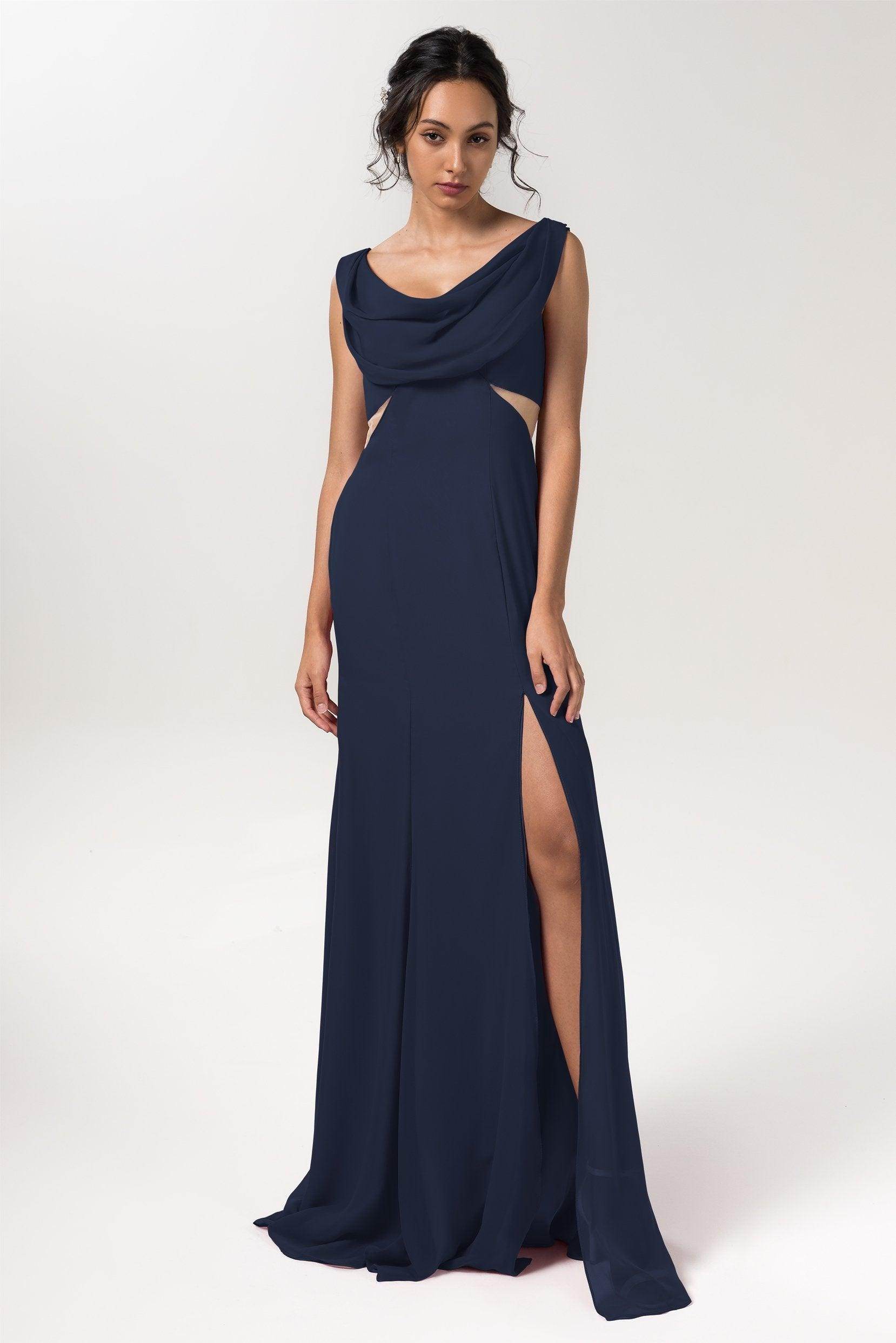 Sheath-Column Floor Length Chiffon Bridesmaid Dress CB0558
