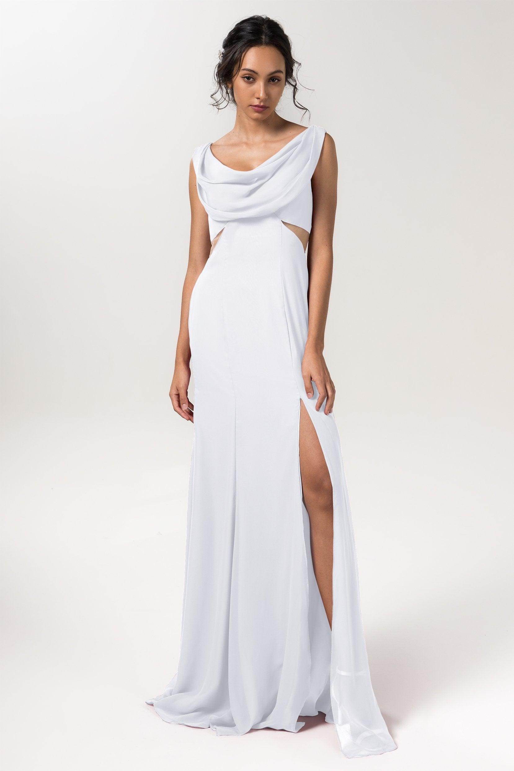 Sheath-Column Floor Length Chiffon Bridesmaid Dress CB0558