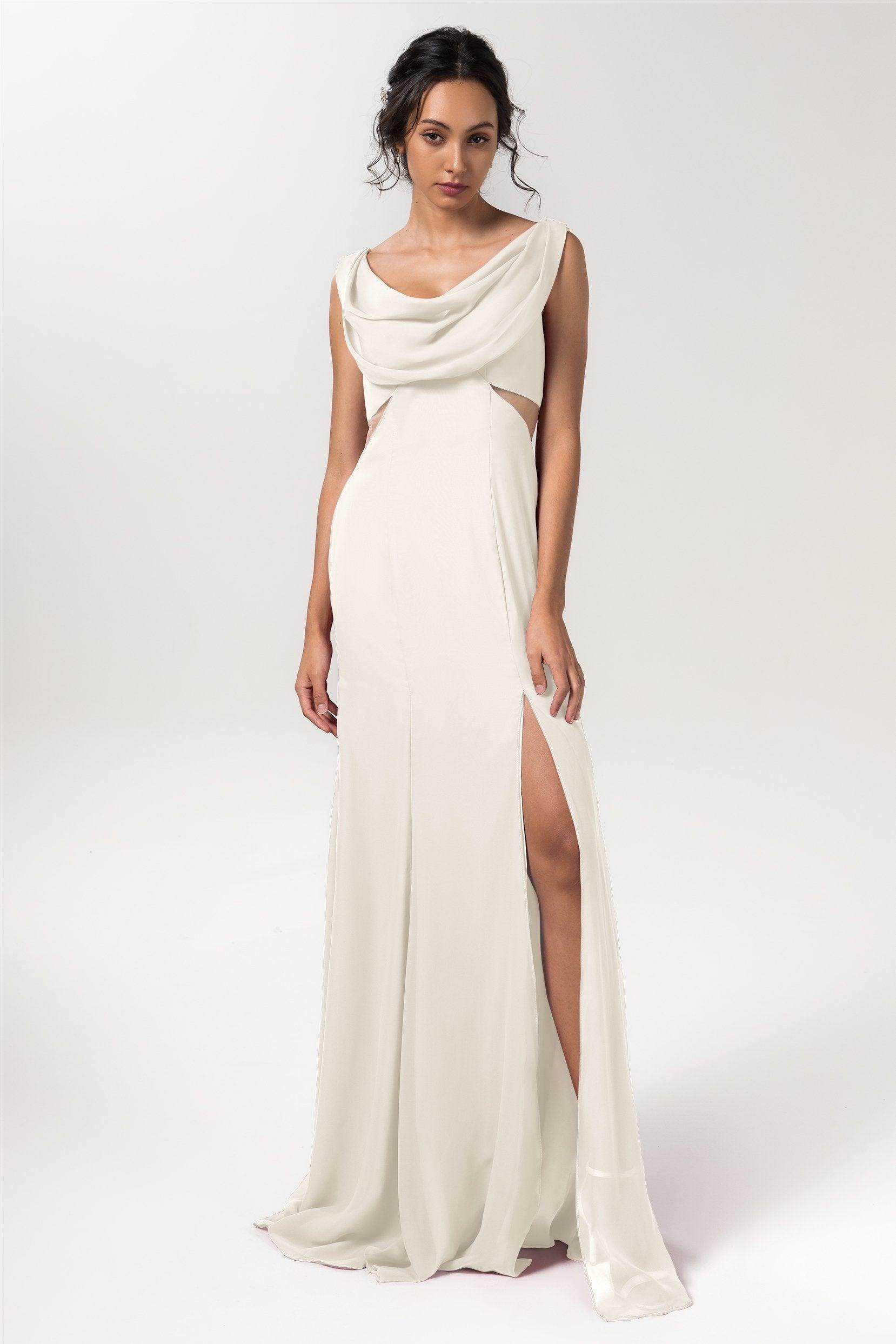 Sheath-Column Floor Length Chiffon Bridesmaid Dress CB0558