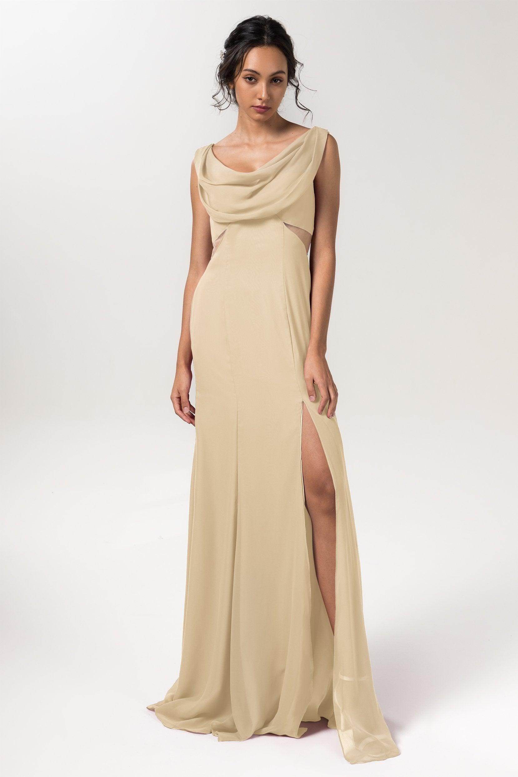 Sheath-Column Floor Length Chiffon Bridesmaid Dress CB0558