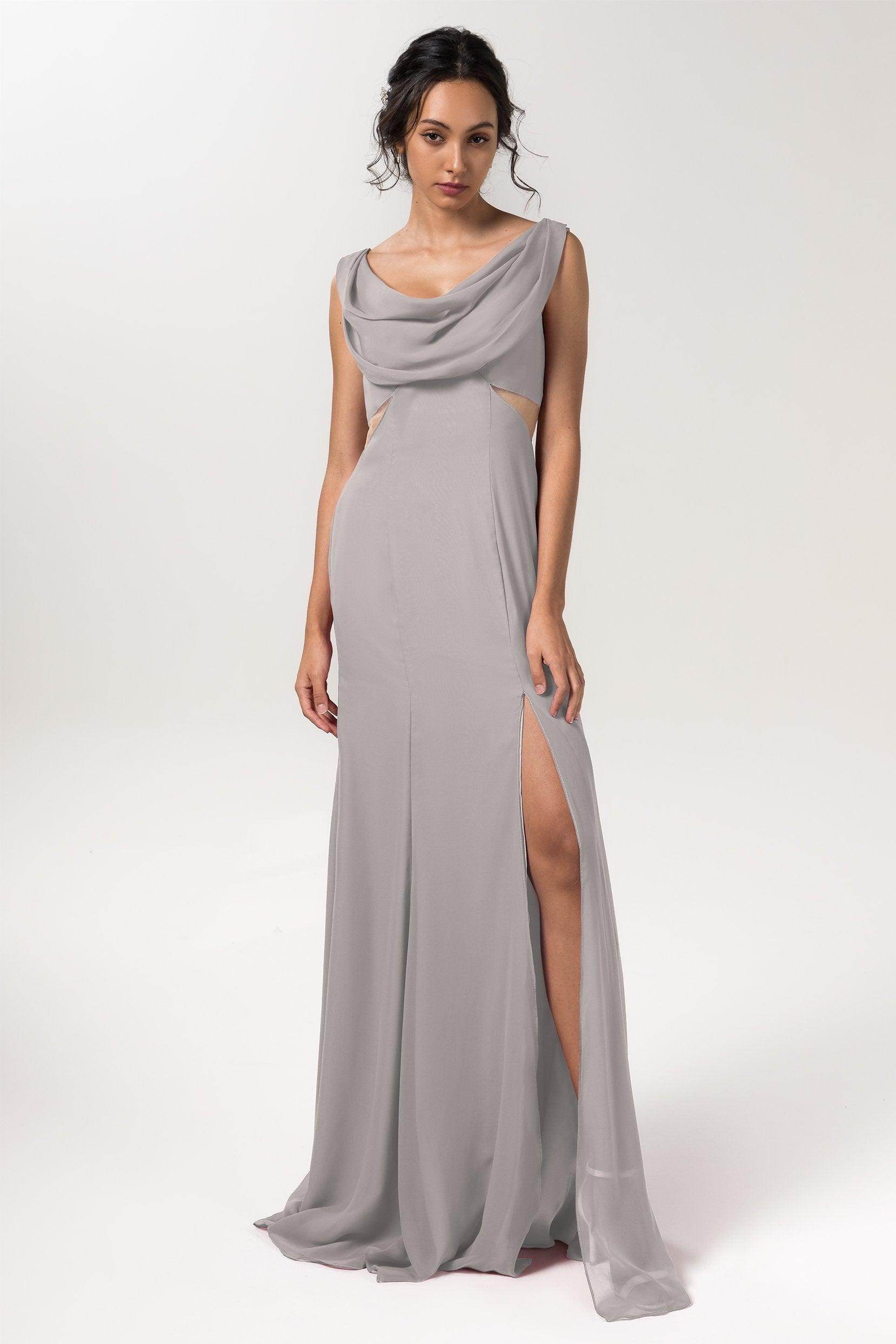 Sheath-Column Floor Length Chiffon Bridesmaid Dress CB0558