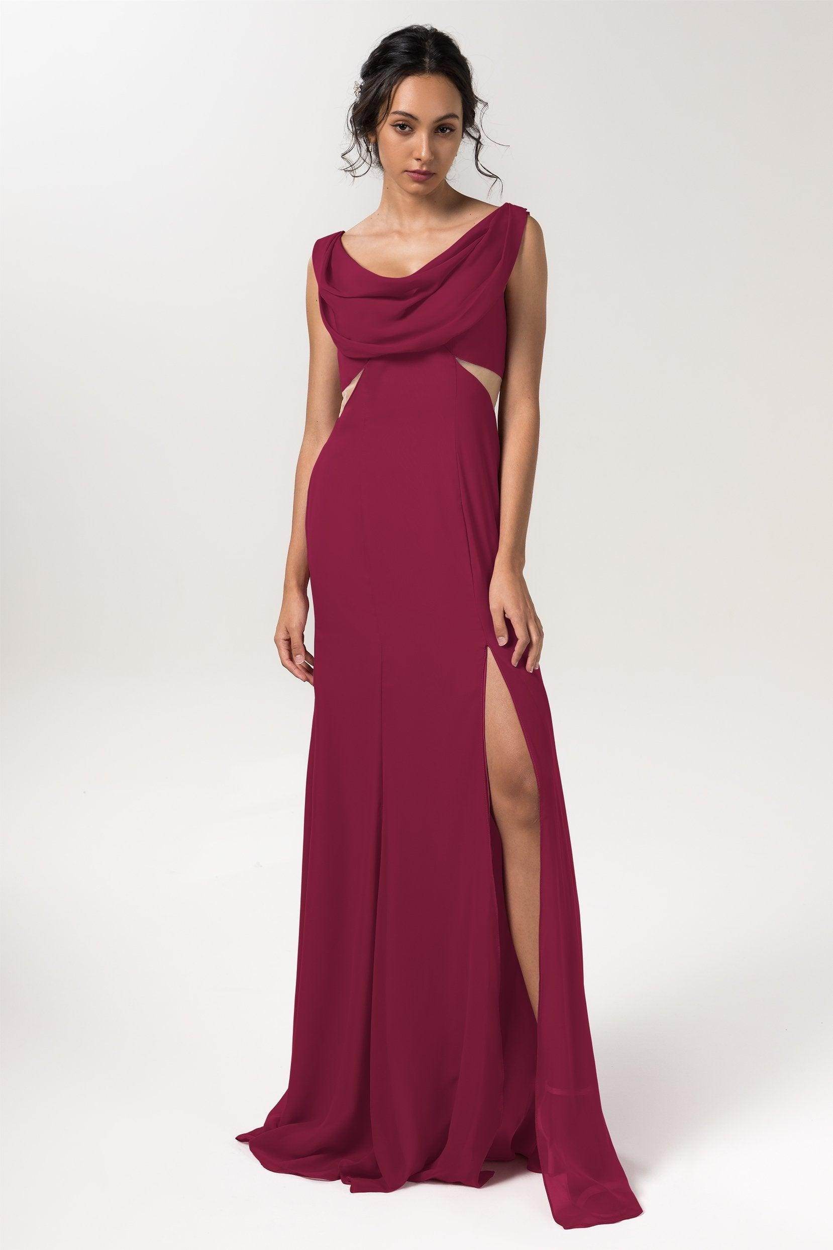 Sheath-Column Floor Length Chiffon Bridesmaid Dress CB0558
