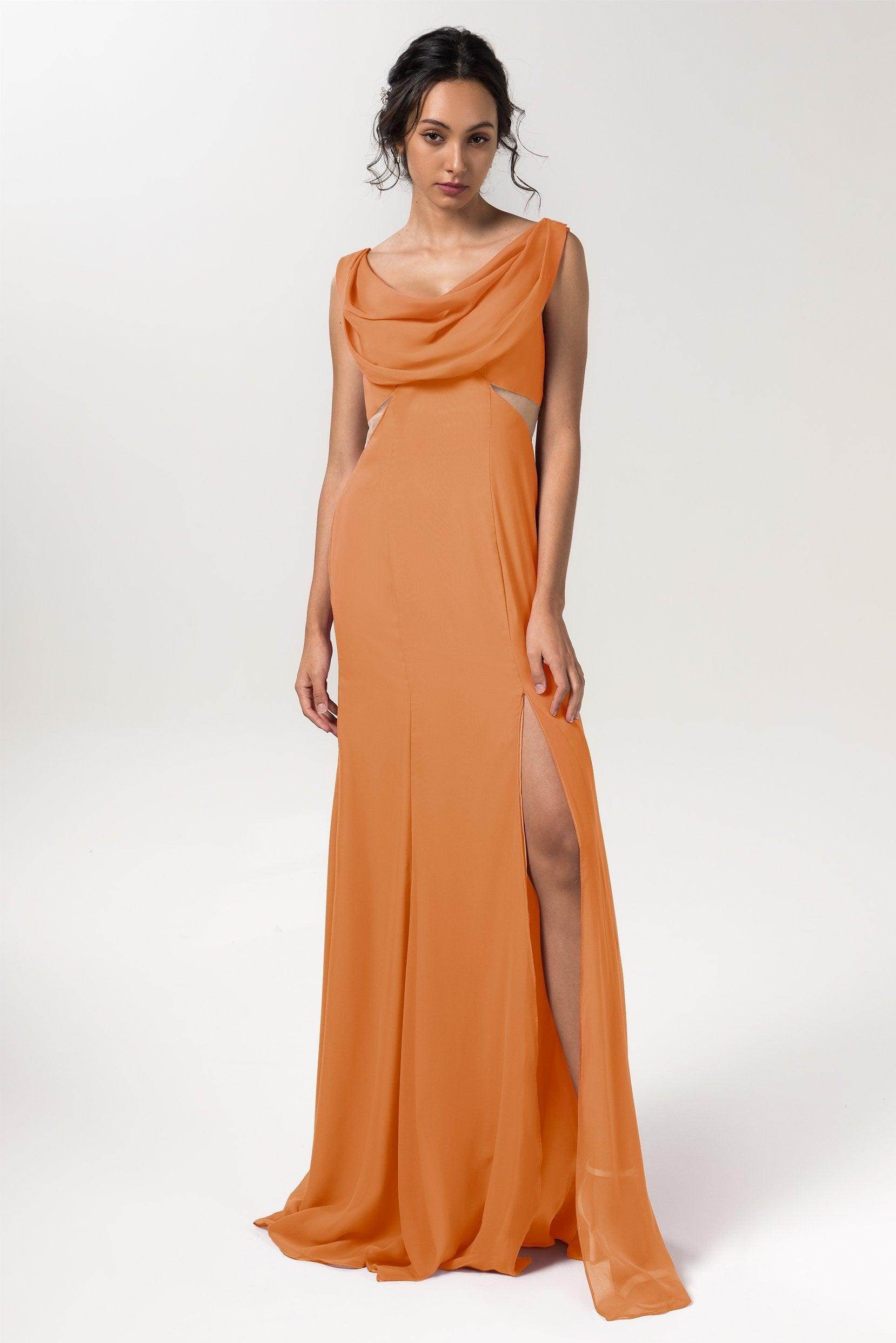 Sheath-Column Floor Length Chiffon Bridesmaid Dress CB0558
