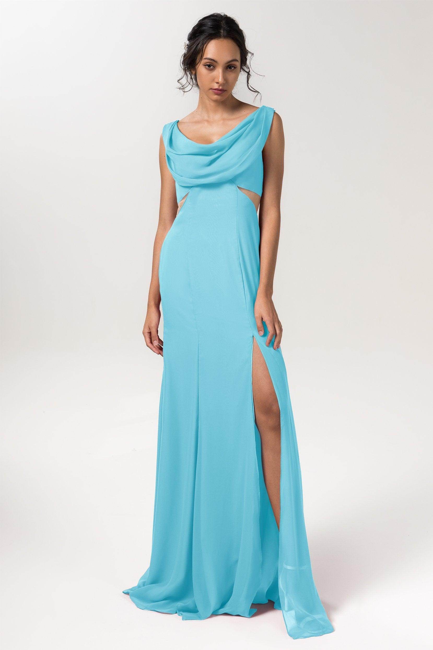Sheath-Column Floor Length Chiffon Bridesmaid Dress CB0558