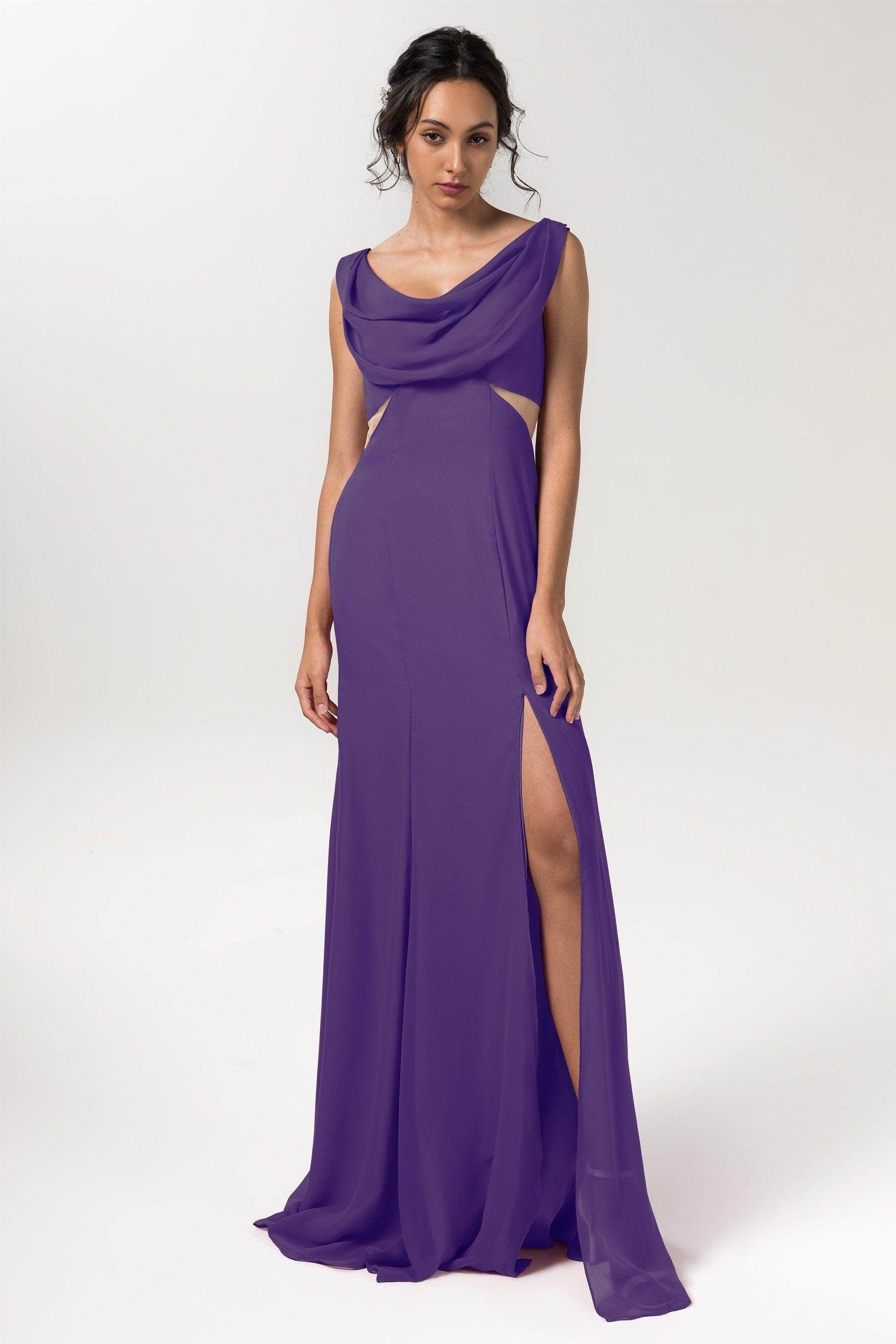 Sheath-Column Floor Length Chiffon Bridesmaid Dress CB0558