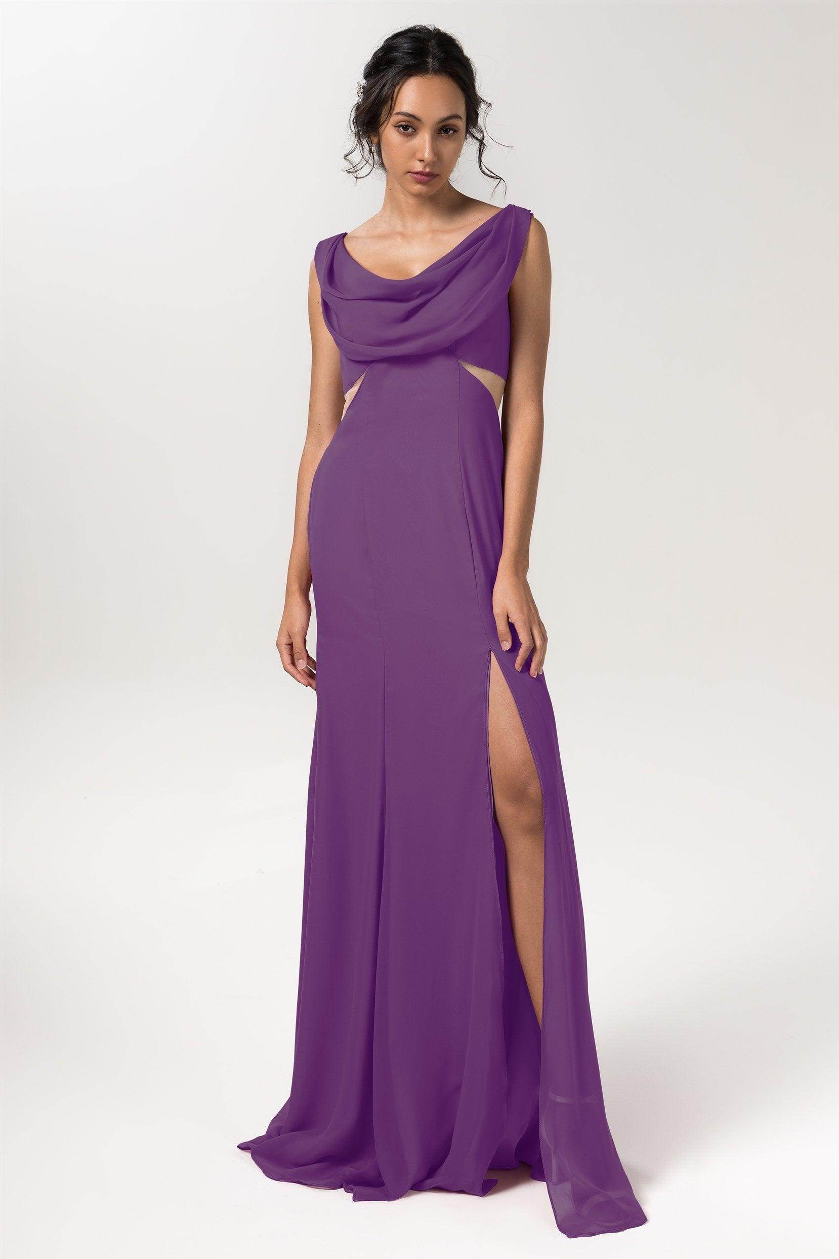 Sheath-Column Floor Length Chiffon Bridesmaid Dress CB0558