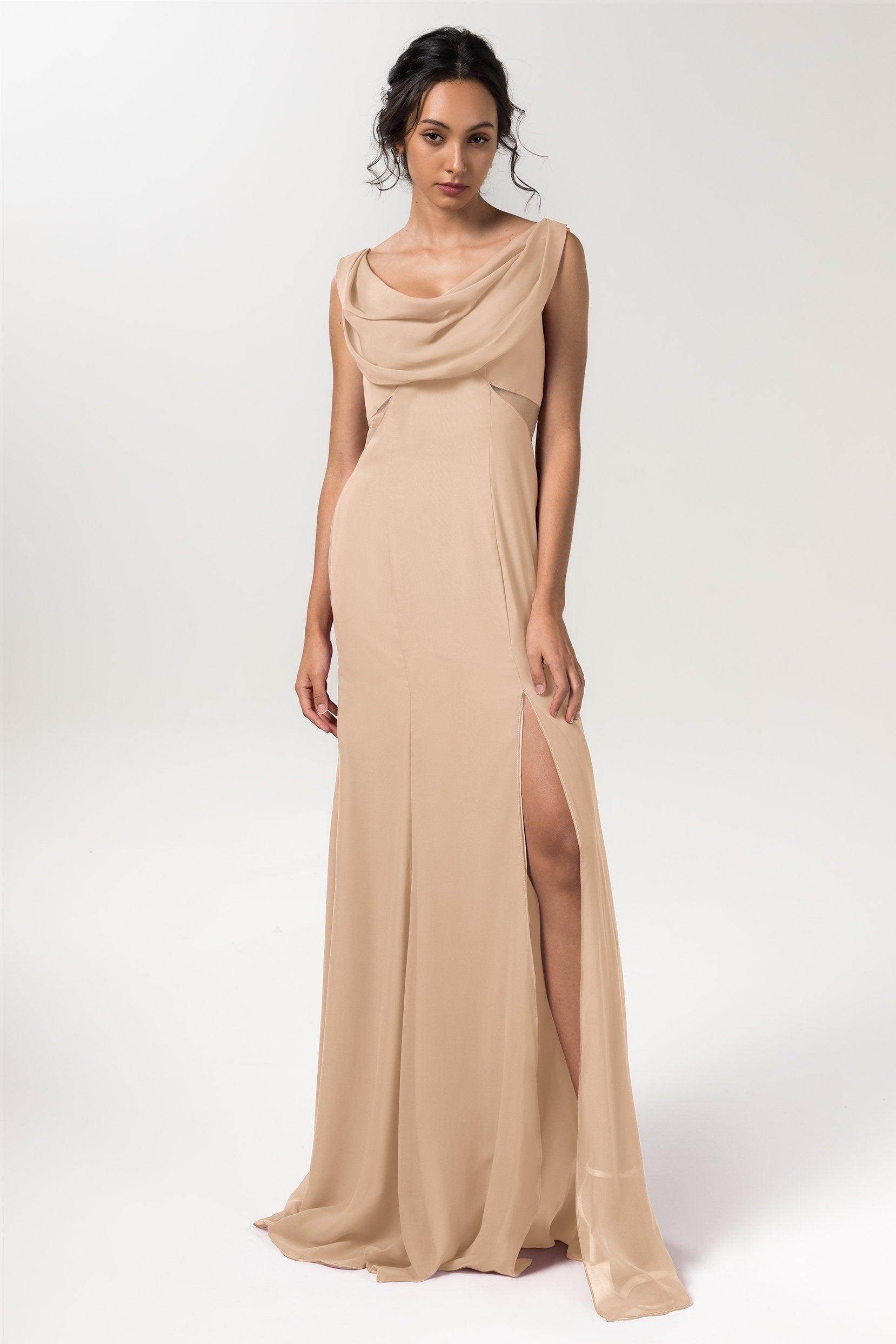 Sheath-Column Floor Length Chiffon Bridesmaid Dress CB0558