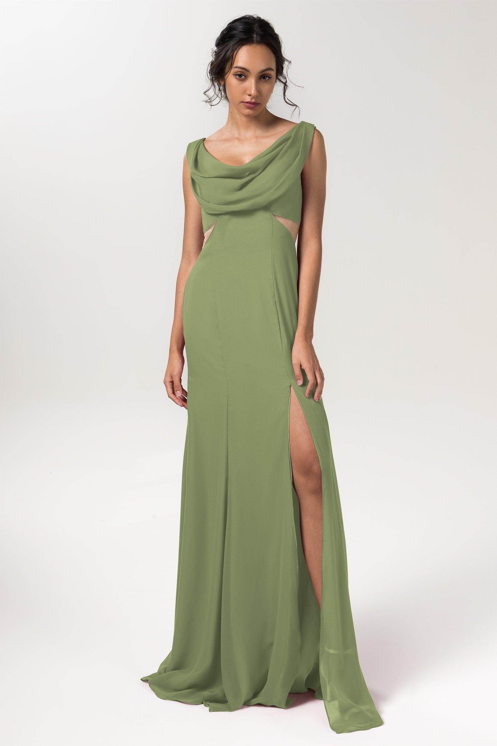 Sheath-Column Floor Length Chiffon Bridesmaid Dress CB0558