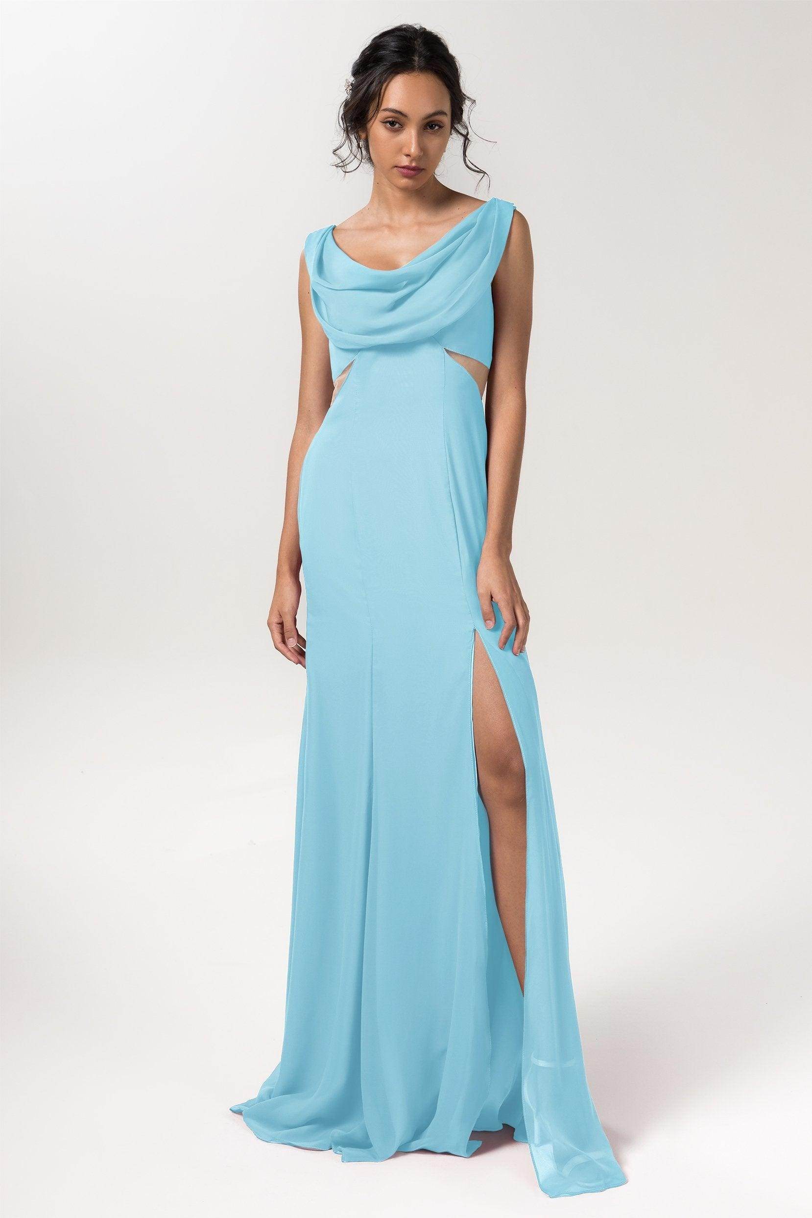 Sheath-Column Floor Length Chiffon Bridesmaid Dress CB0558