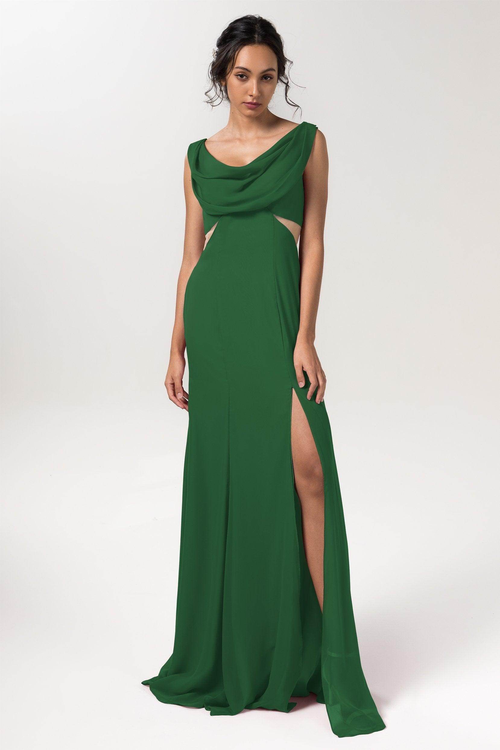 Sheath-Column Floor Length Chiffon Bridesmaid Dress CB0558