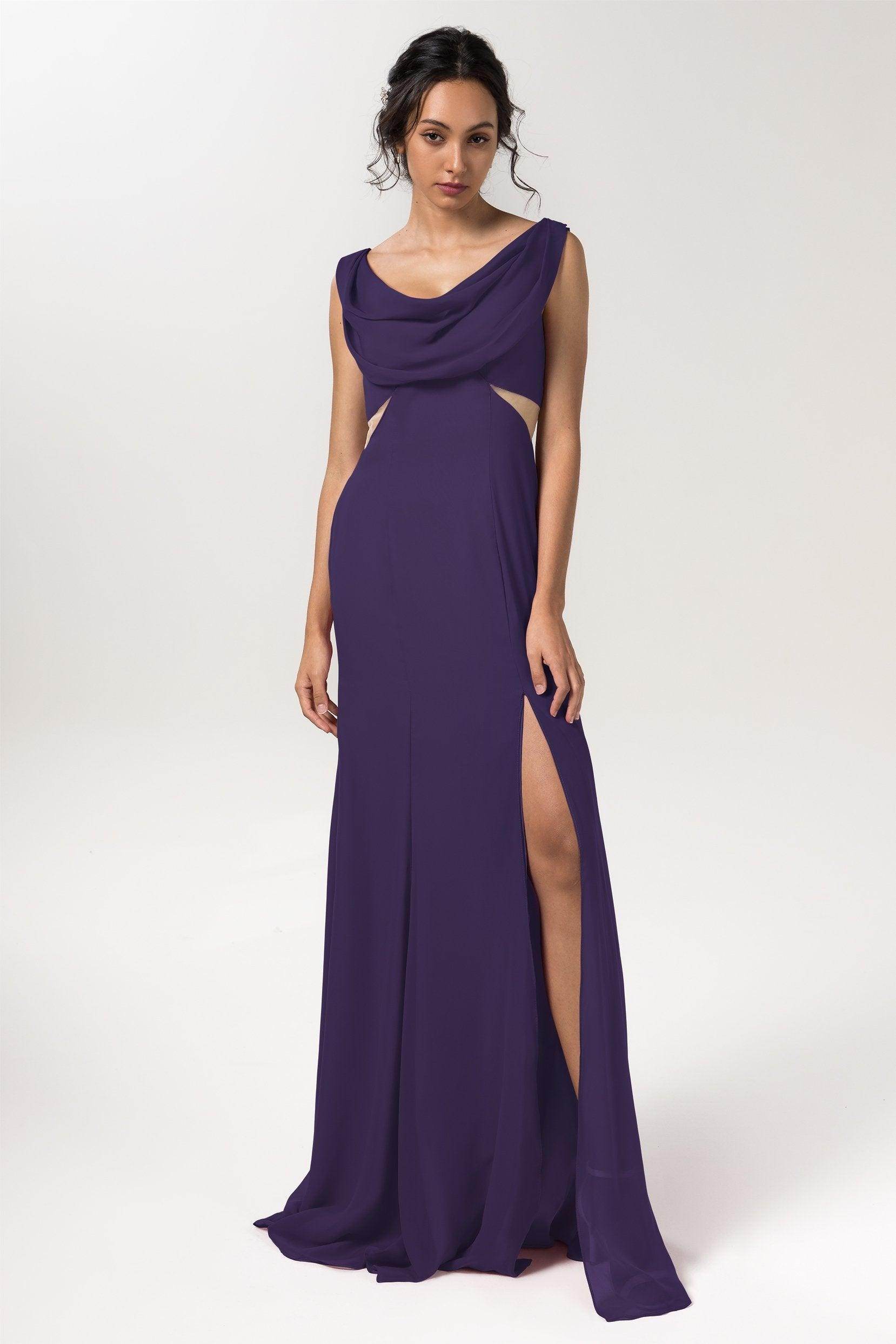 Sheath-Column Floor Length Chiffon Bridesmaid Dress CB0558