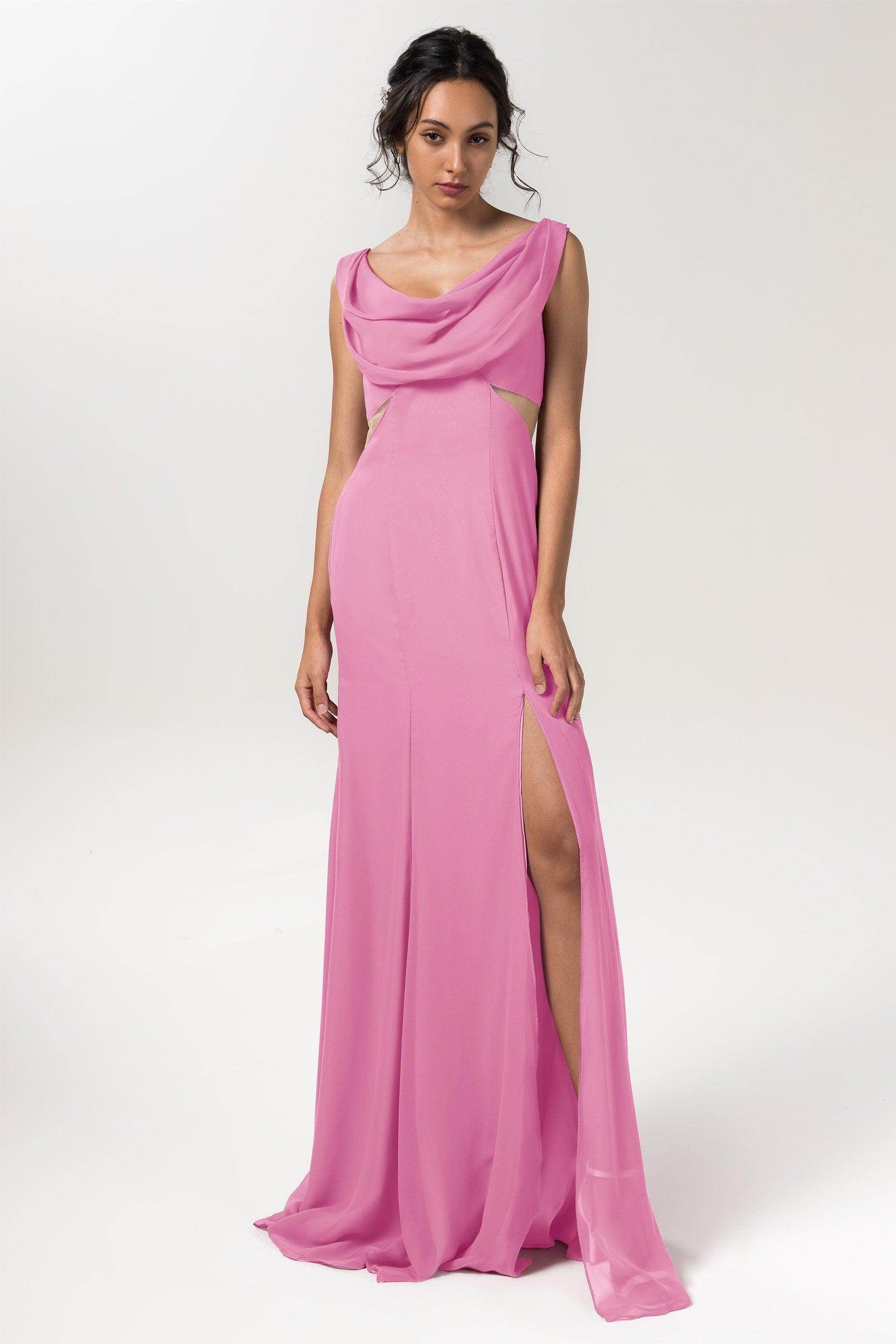 Sheath-Column Floor Length Chiffon Bridesmaid Dress CB0558