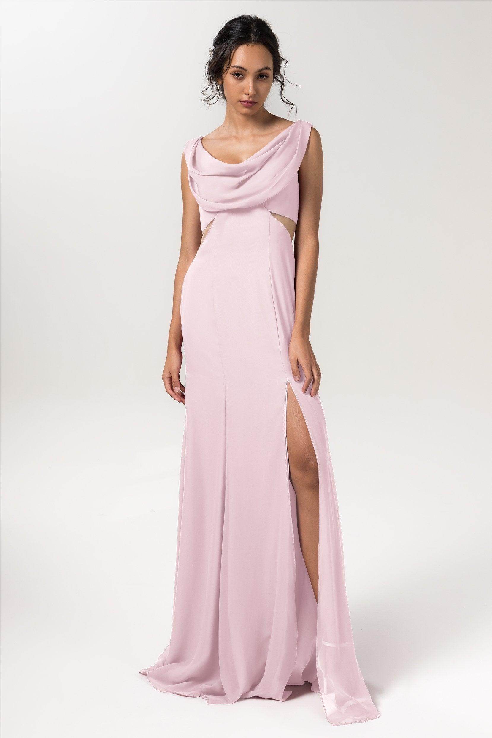 Sheath-Column Floor Length Chiffon Bridesmaid Dress CB0558