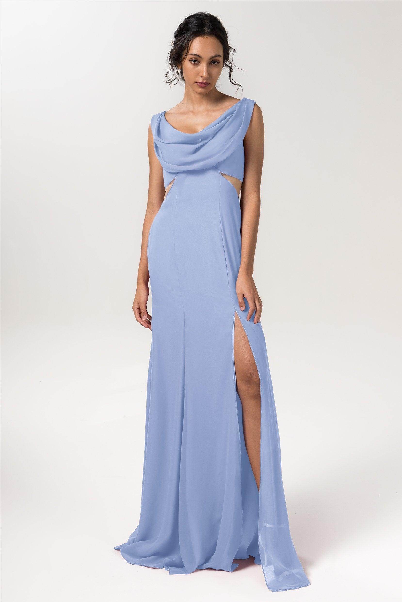 Sheath-Column Floor Length Chiffon Bridesmaid Dress CB0558