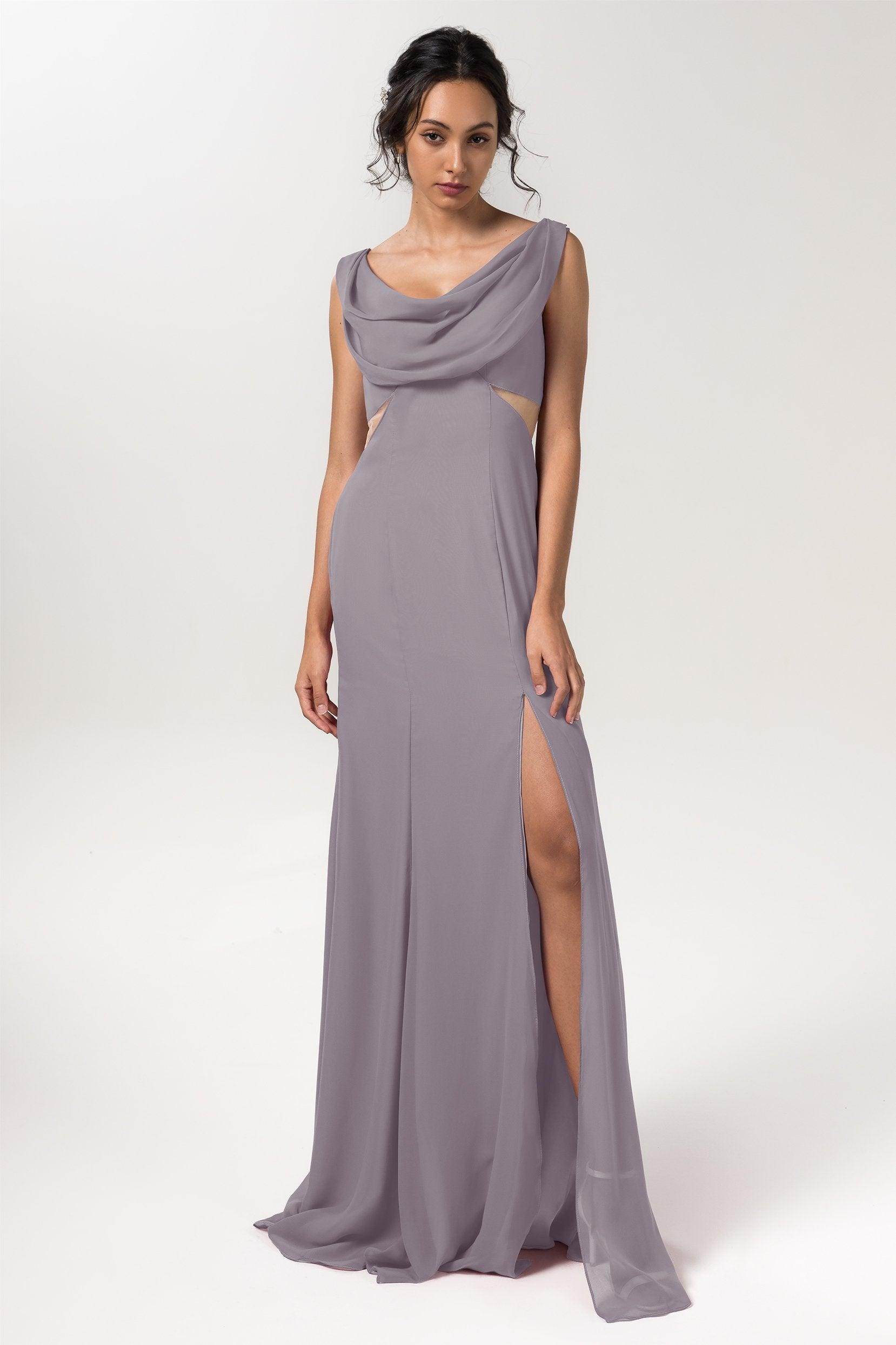 Sheath-Column Floor Length Chiffon Bridesmaid Dress CB0558
