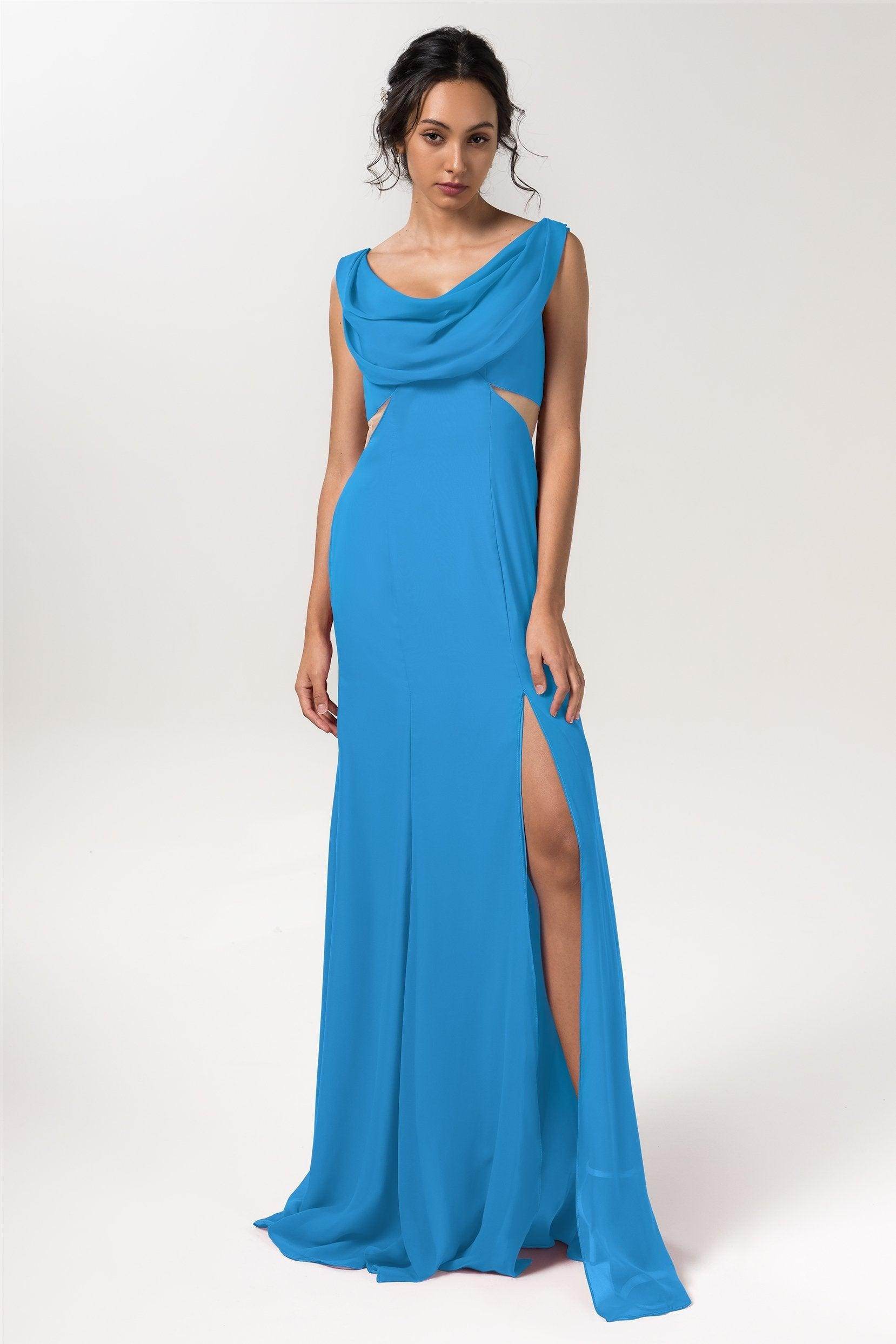 Sheath-Column Floor Length Chiffon Bridesmaid Dress CB0558