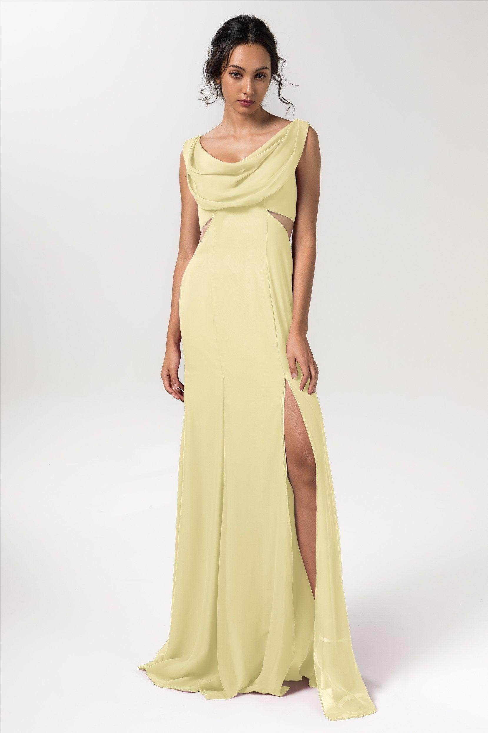 Sheath-Column Floor Length Chiffon Bridesmaid Dress CB0558
