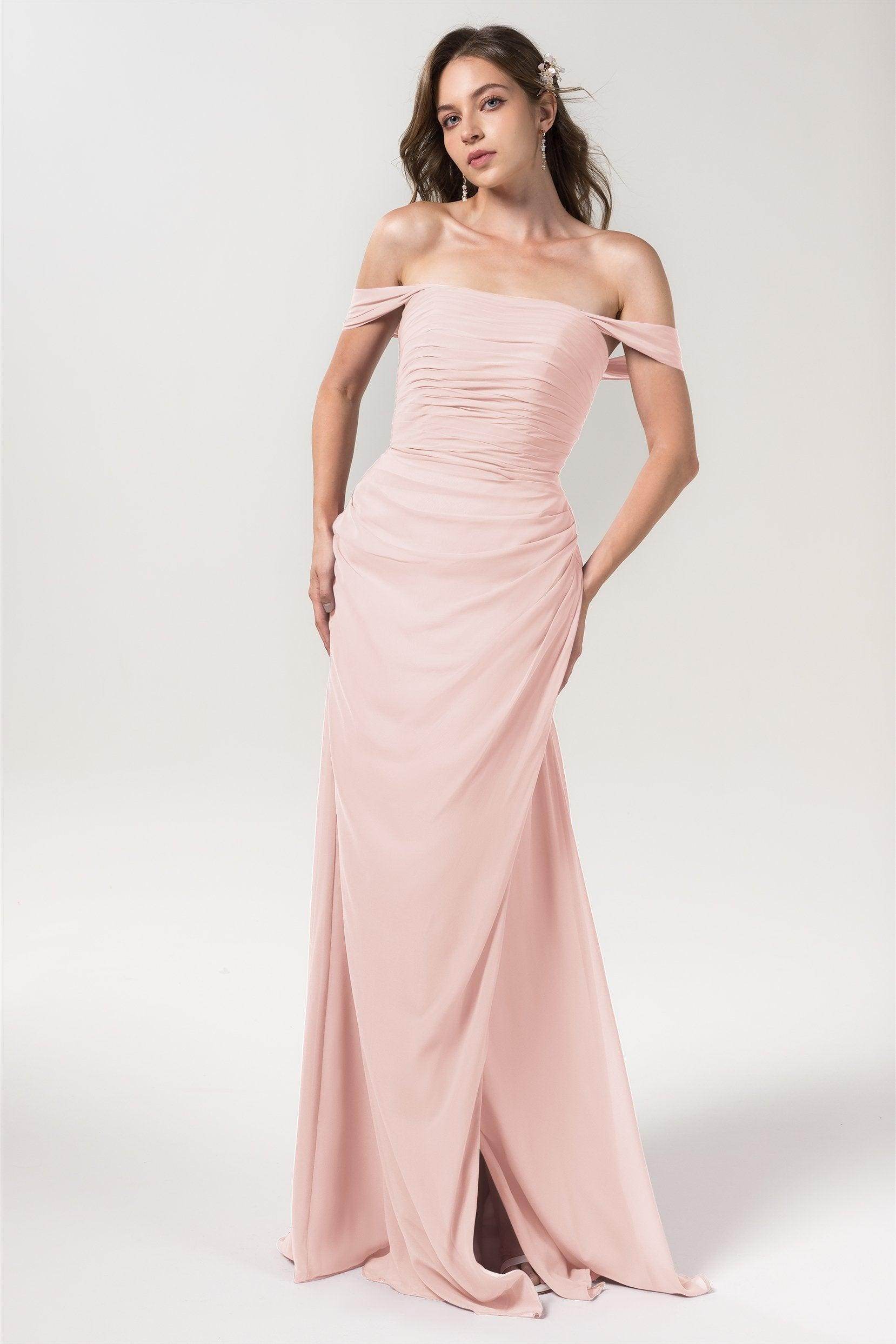 Sheath-Column Floor Length Chiffon Bridesmaid Dress Formal Dresses CB0561