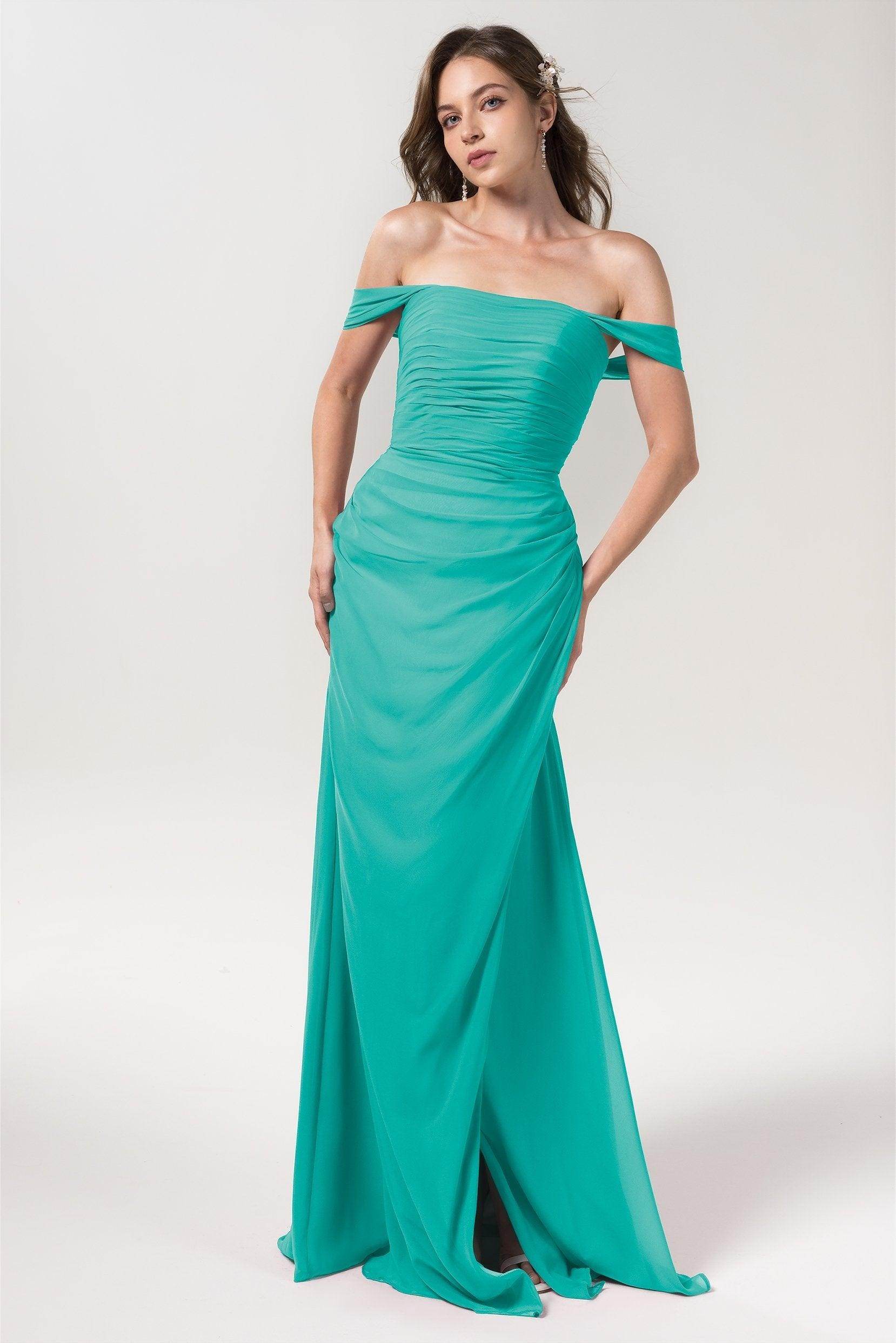 Sheath-Column Floor Length Chiffon Bridesmaid Dress Formal Dresses CB0561