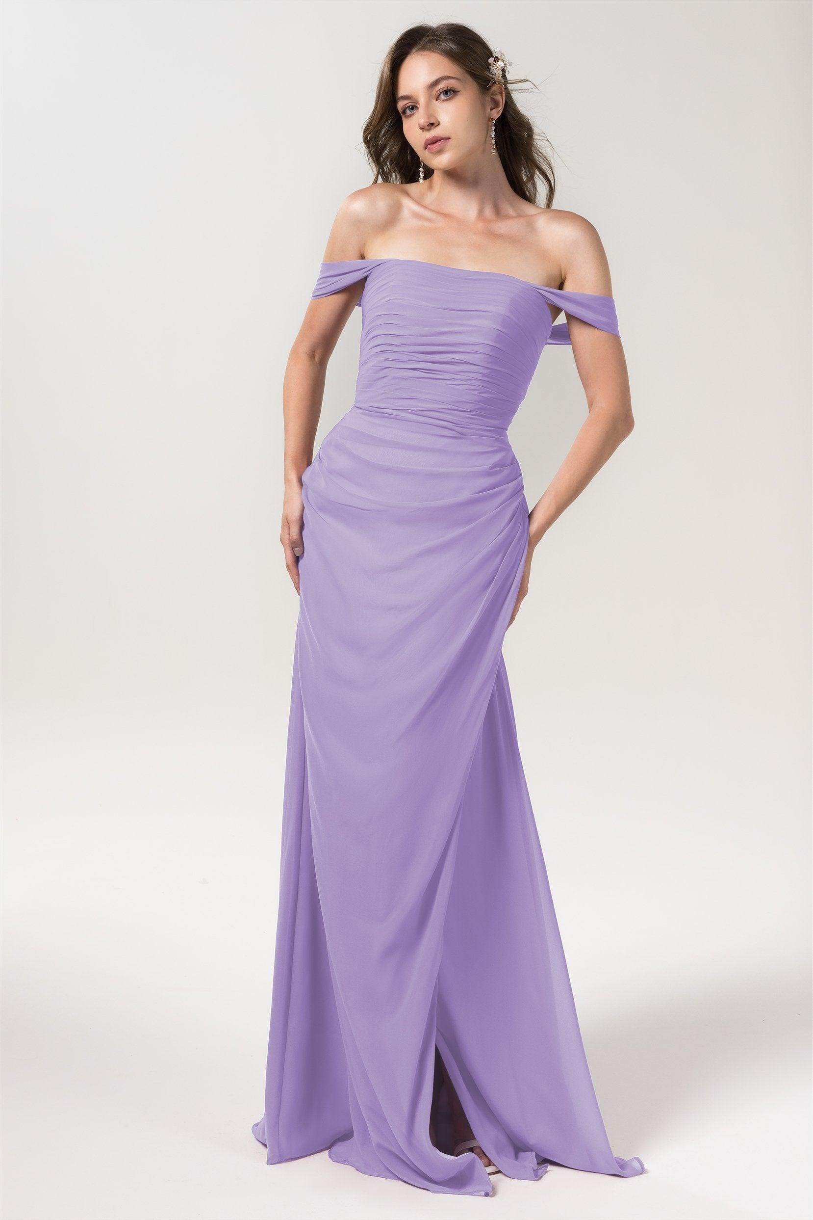 Sheath-Column Floor Length Chiffon Bridesmaid Dress Formal Dresses CB0561