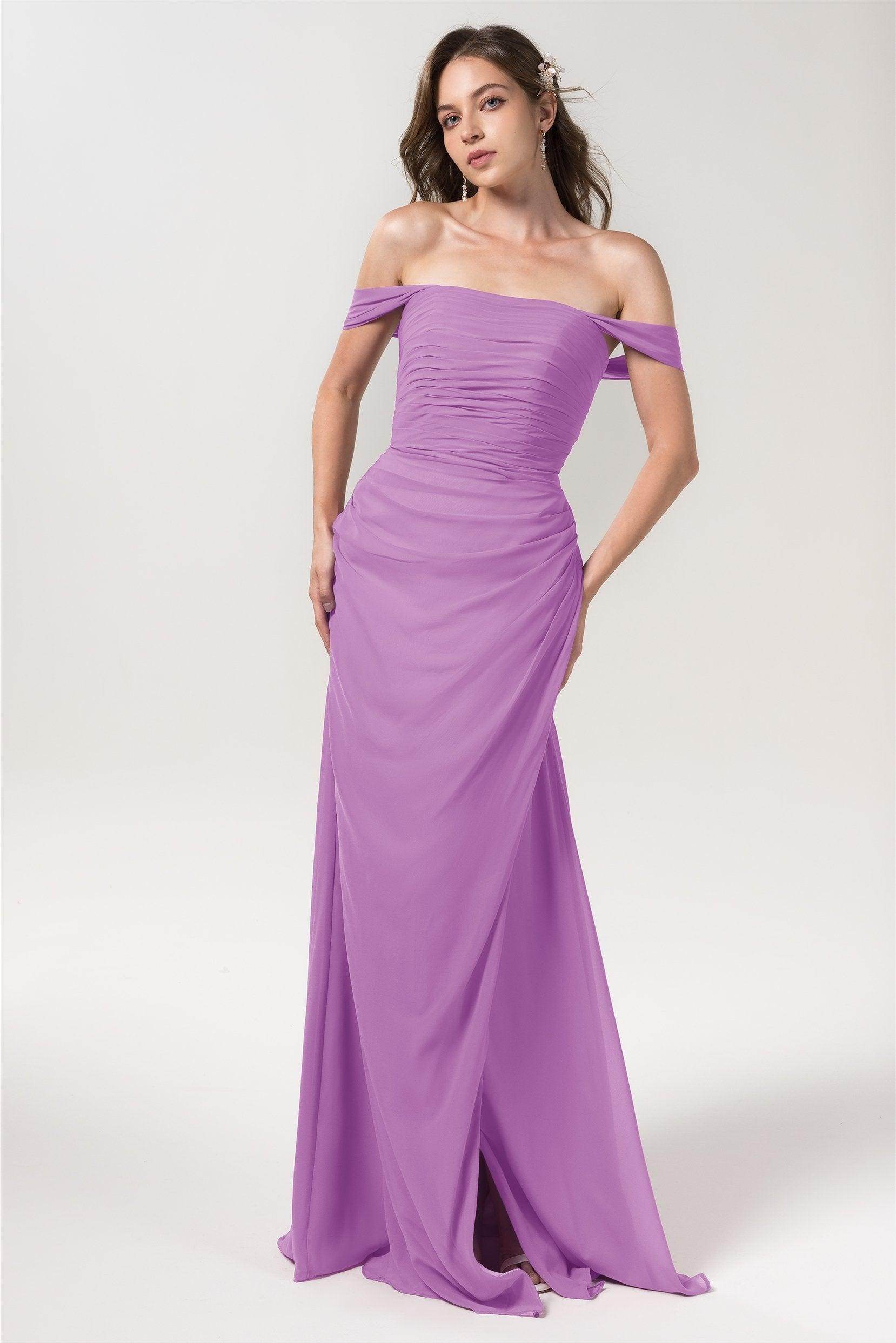 Sheath-Column Floor Length Chiffon Bridesmaid Dress Formal Dresses CB0561