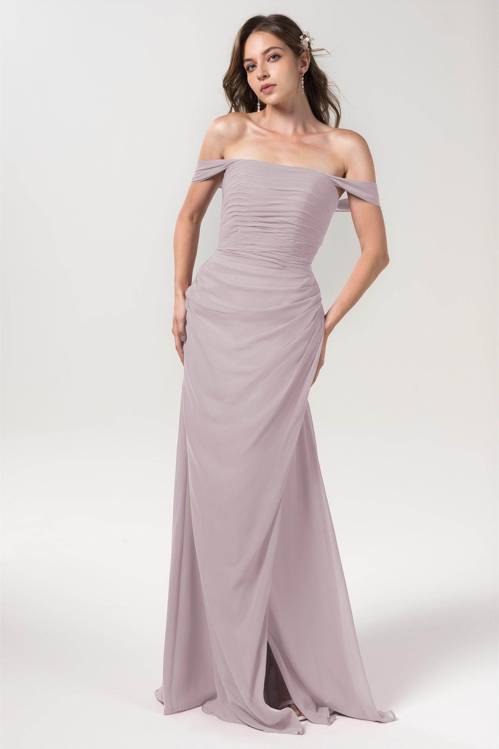 Sheath-Column Floor Length Chiffon Bridesmaid Dress Formal Dresses CB0561