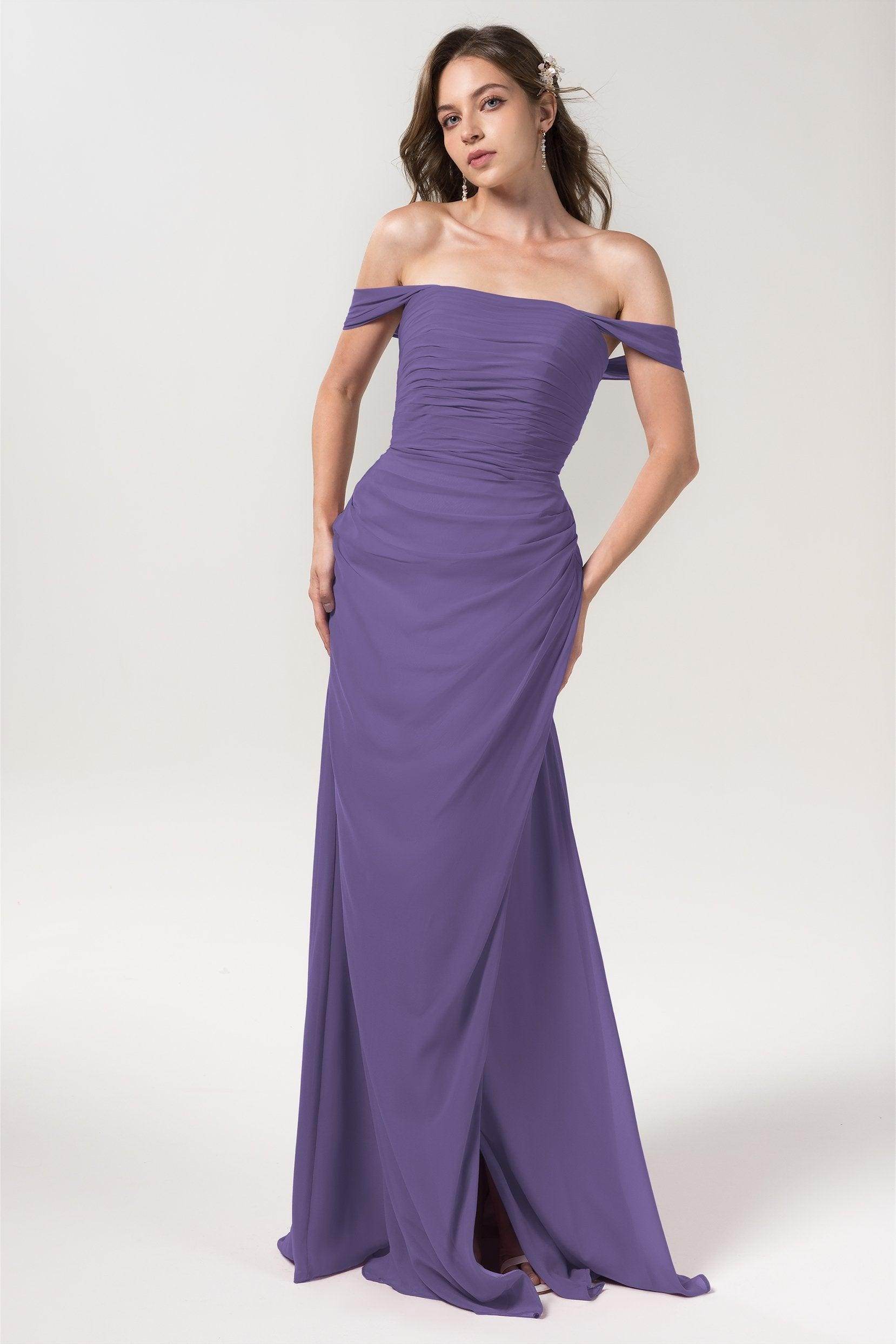 Sheath-Column Floor Length Chiffon Bridesmaid Dress Formal Dresses CB0561