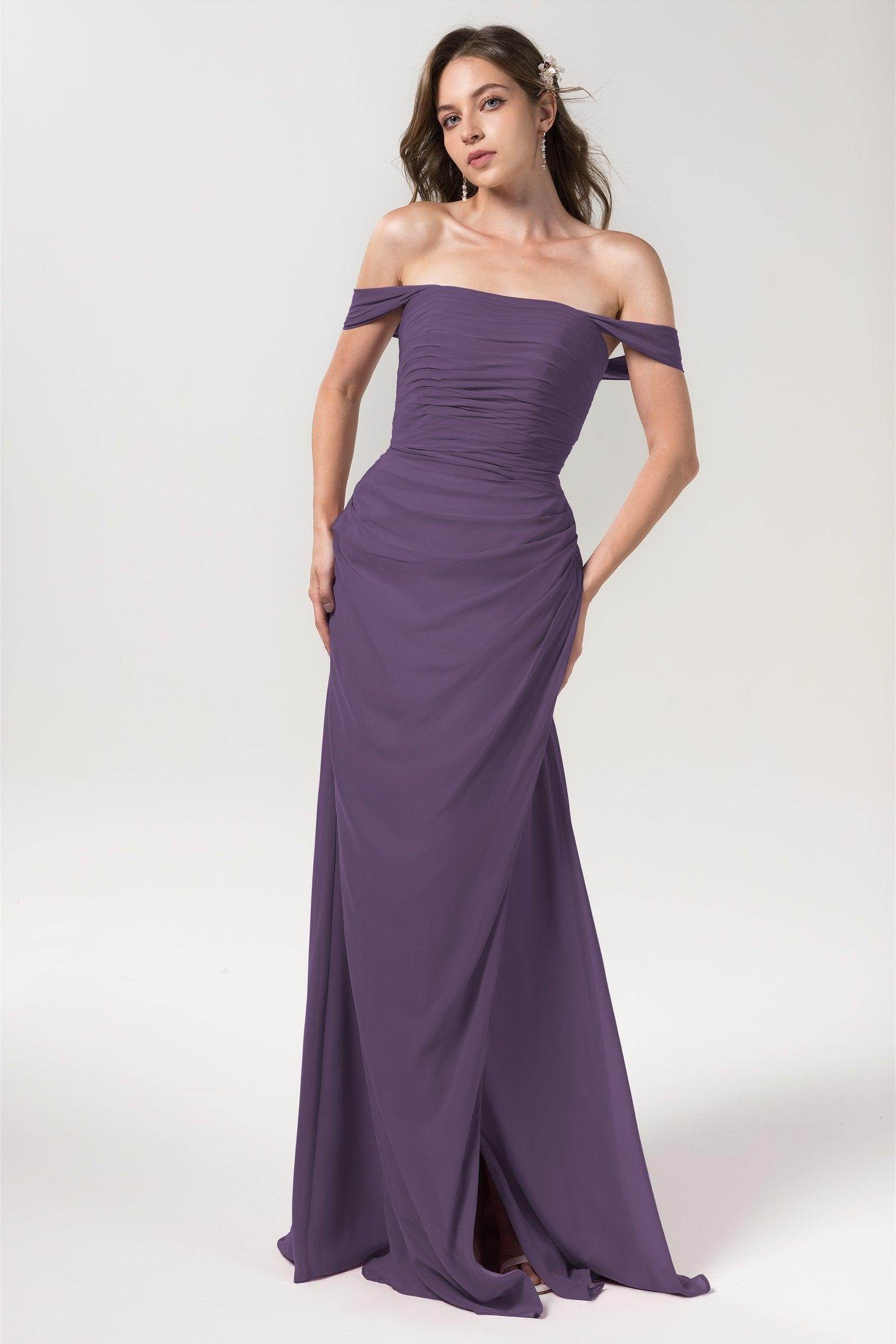 Sheath-Column Floor Length Chiffon Bridesmaid Dress Formal Dresses CB0561