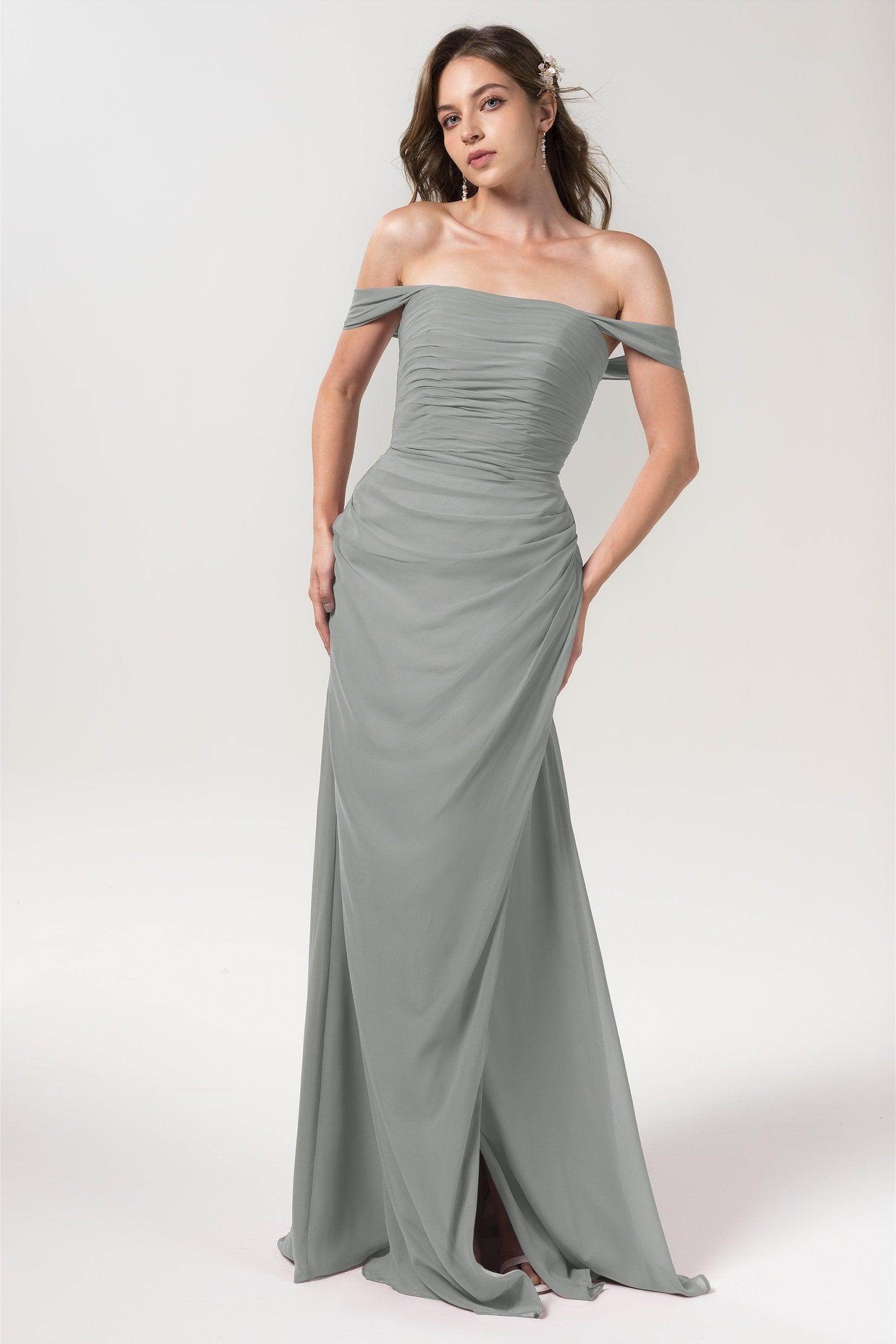 Sheath-Column Floor Length Chiffon Bridesmaid Dress Formal Dresses CB0561