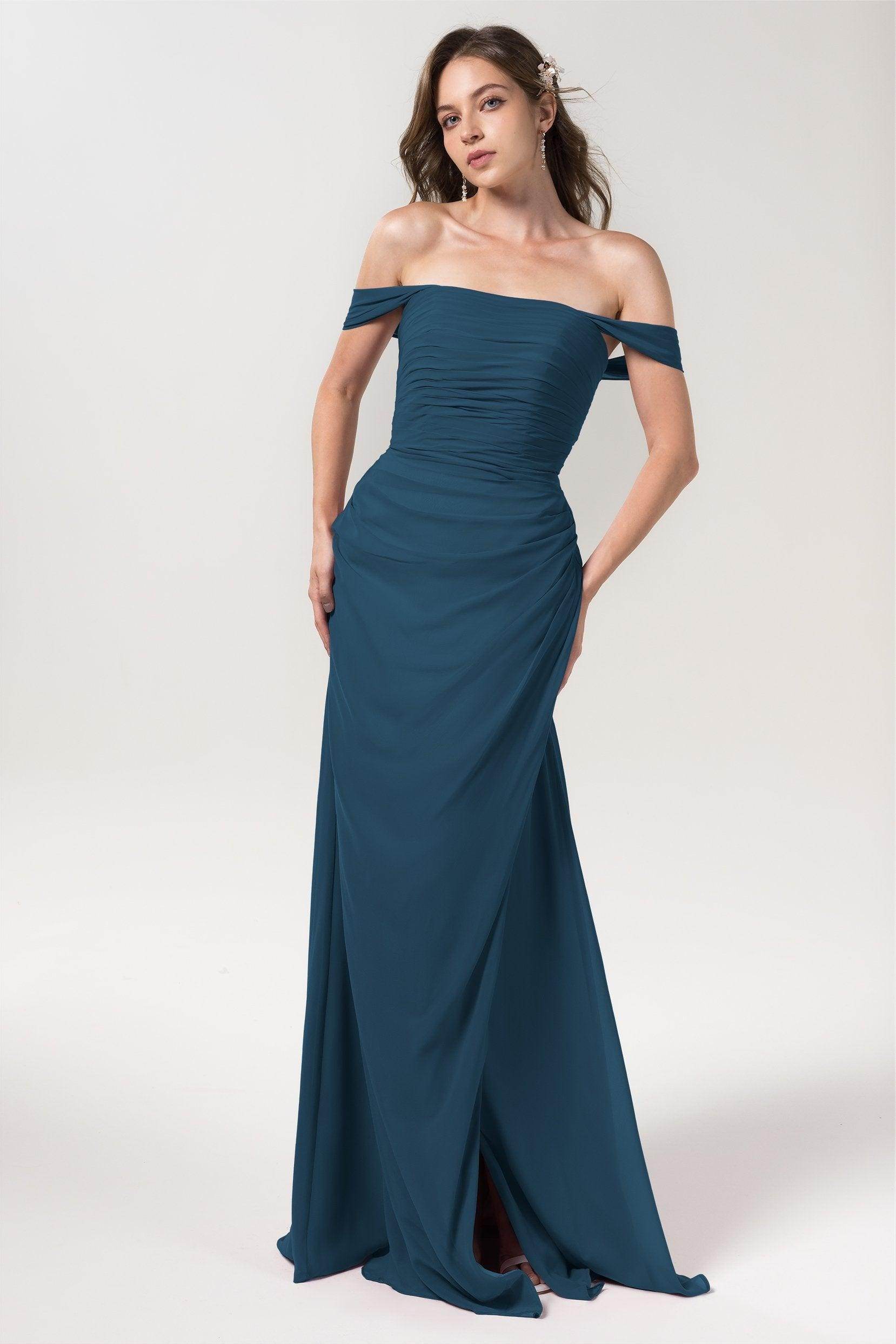 Sheath-Column Floor Length Chiffon Bridesmaid Dress Formal Dresses CB0561