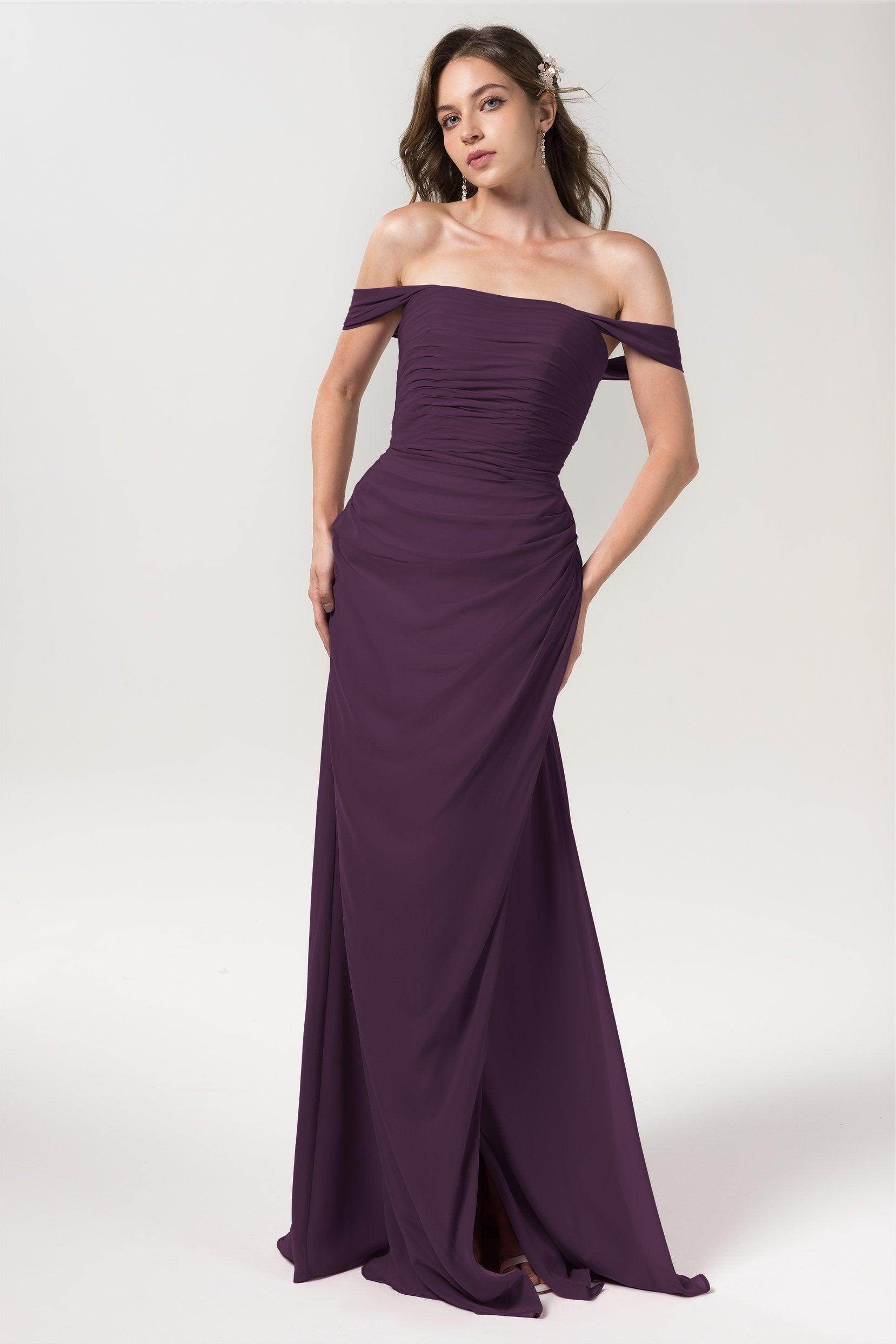Sheath-Column Floor Length Chiffon Bridesmaid Dress Formal Dresses CB0561
