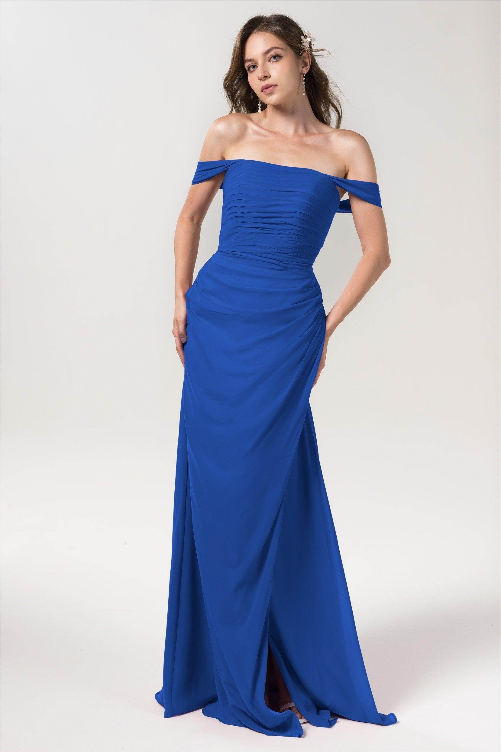 Sheath-Column Floor Length Chiffon Bridesmaid Dress Formal Dresses CB0561