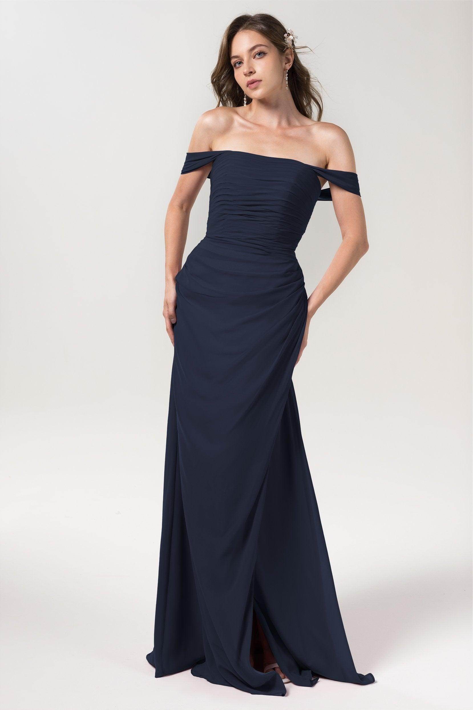 Sheath-Column Floor Length Chiffon Bridesmaid Dress Formal Dresses CB0561