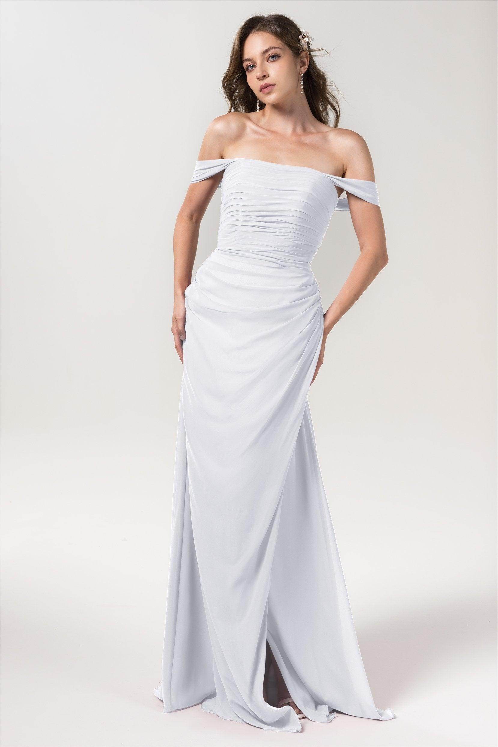 Sheath-Column Floor Length Chiffon Bridesmaid Dress Formal Dresses CB0561