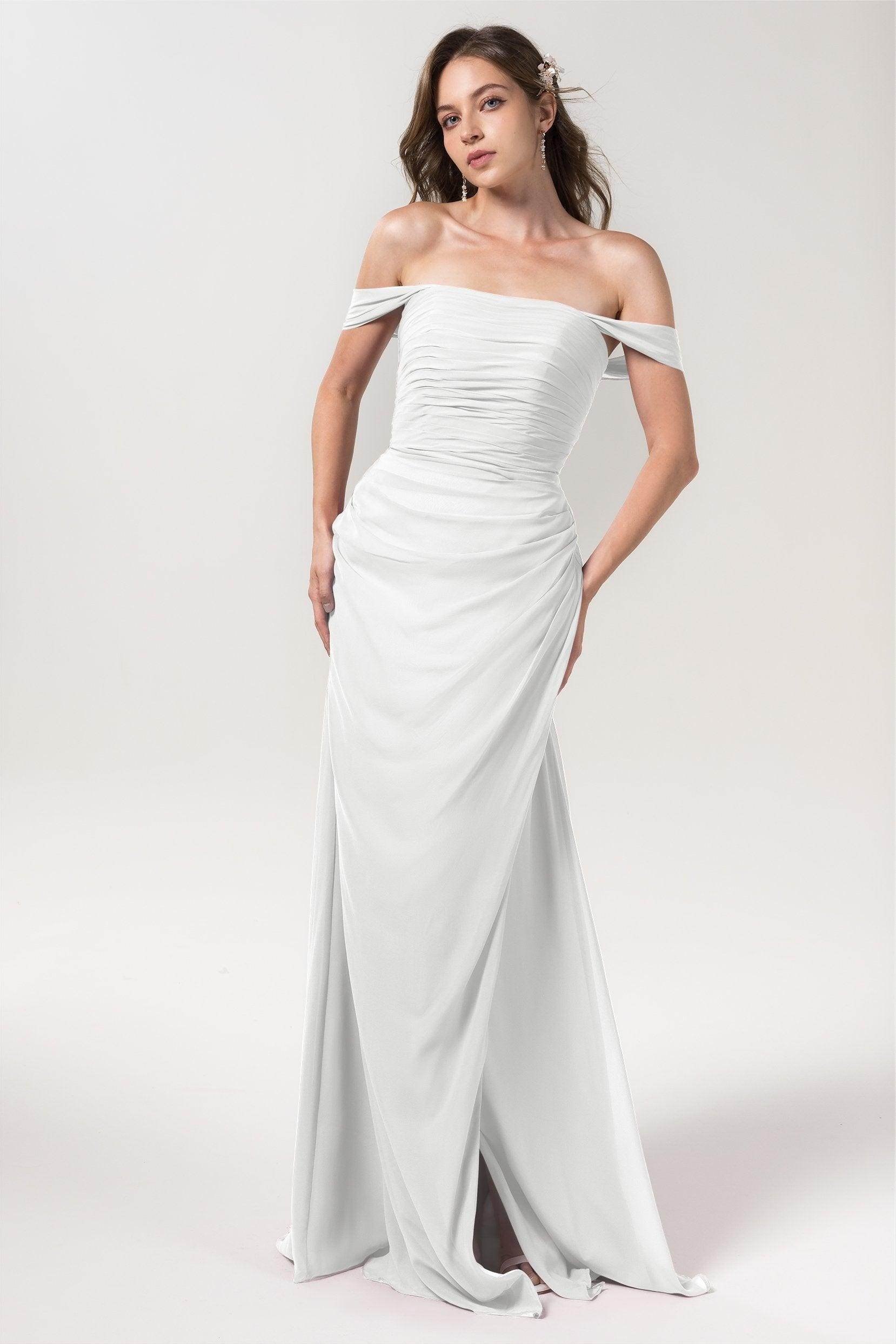 Sheath-Column Floor Length Chiffon Bridesmaid Dress Formal Dresses CB0561