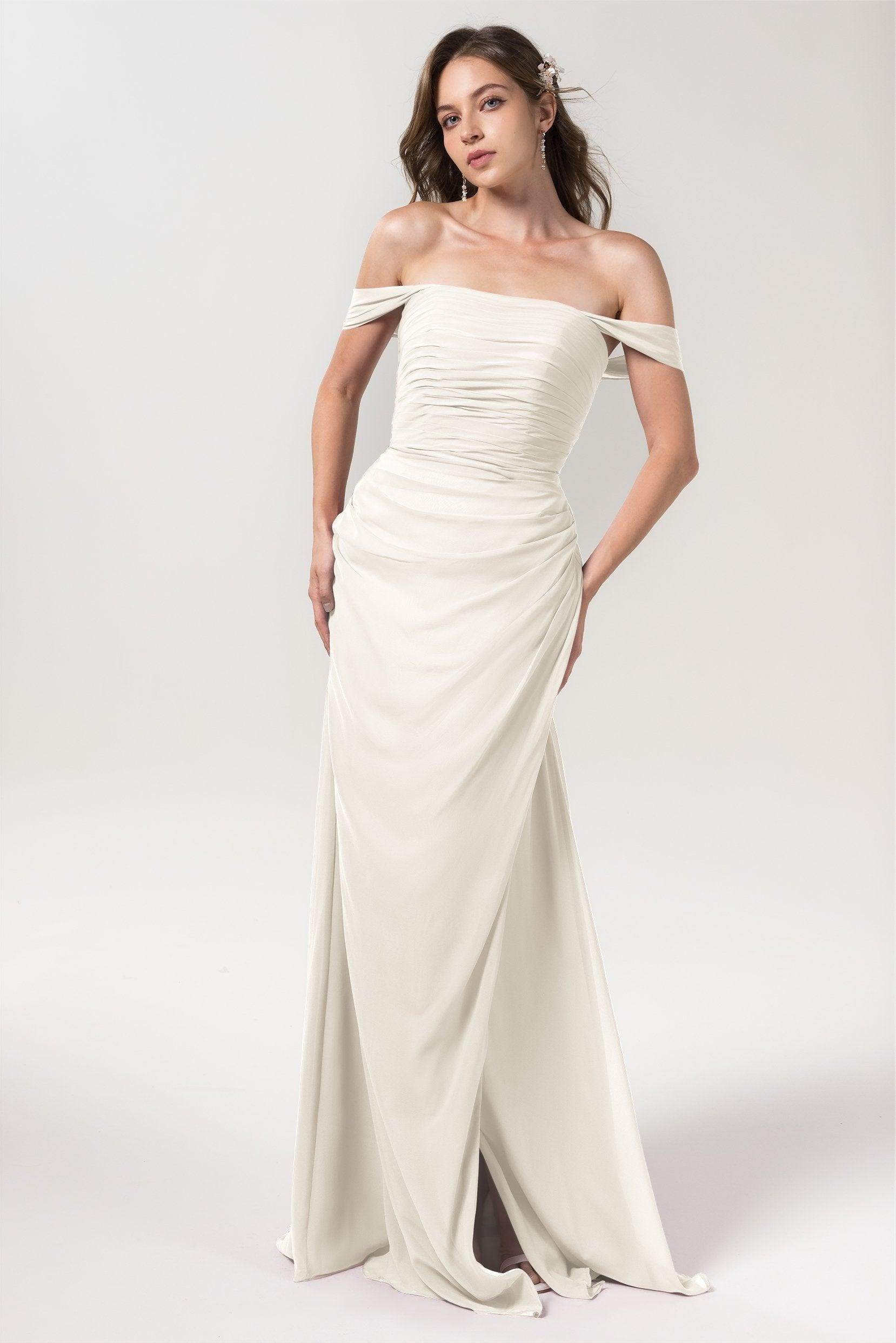 Sheath-Column Floor Length Chiffon Bridesmaid Dress Formal Dresses CB0561